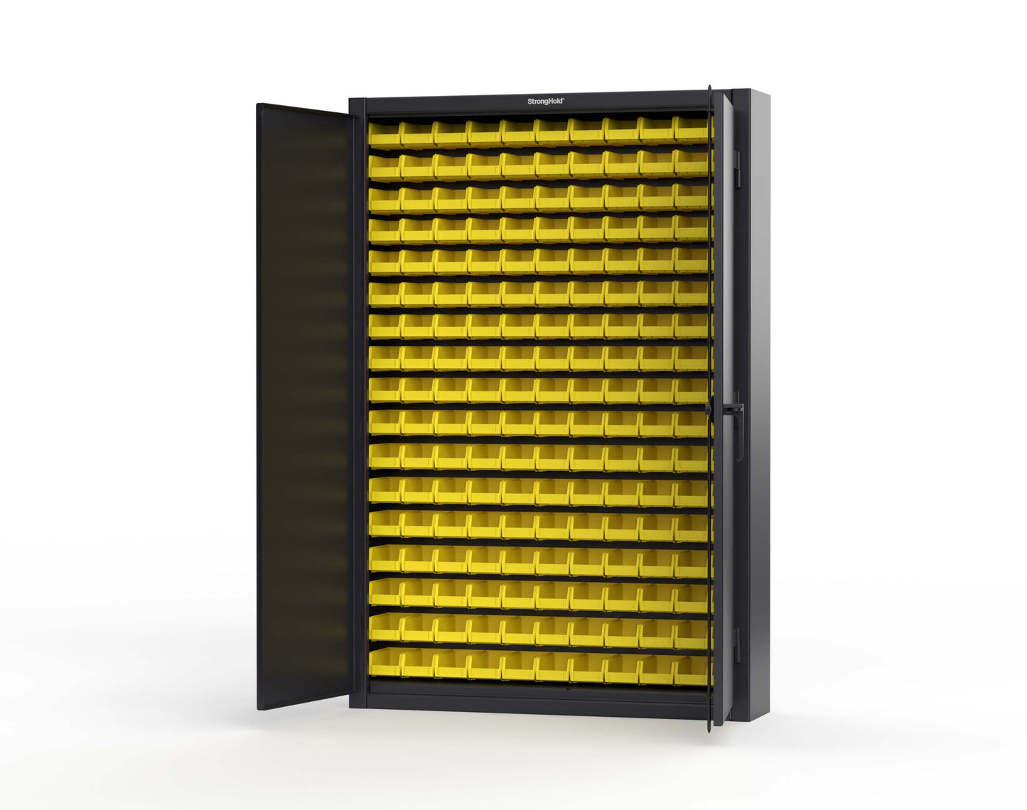 Extreme Duty 12 GA Industrial Slim-Line Cabinet with Bins - 48 In. W x 10 In. D x 72 In. H - 46-BSC-100-9005