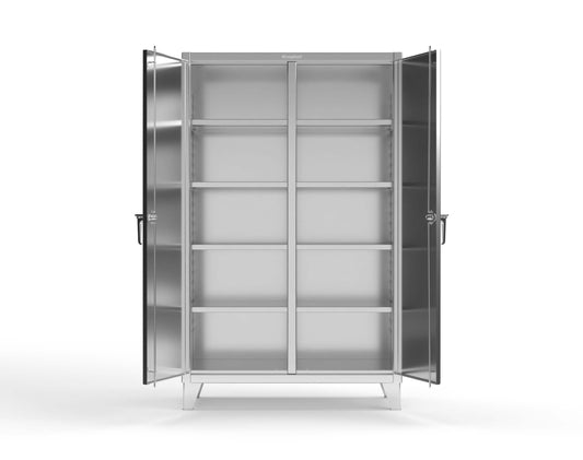 Extreme Duty 12 GA Stainless Steel Double Shift Cabinet with 8 Shelves - 48 In. W x 24 In. D x 78 In. H - 46-DS-248SS