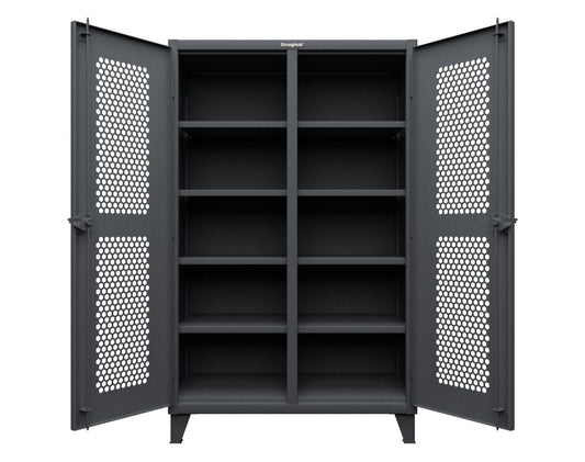 Extreme Duty 12 GA Ventilated (Hex) Double Shift Cabinet with 8 Shelves - 48 In. W x 24 In. D x 78 In. H