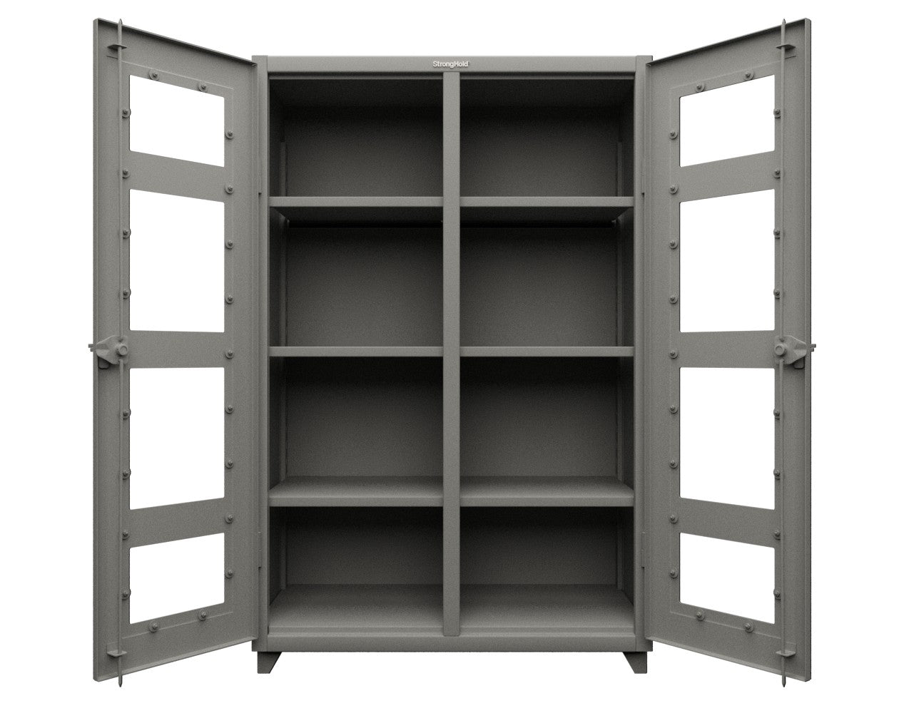 Extra Heavy Duty 14 GA Double Shift Clear View Cabinet with 6 Shelves - 48 In. W x 24 In. D x 75 In. H