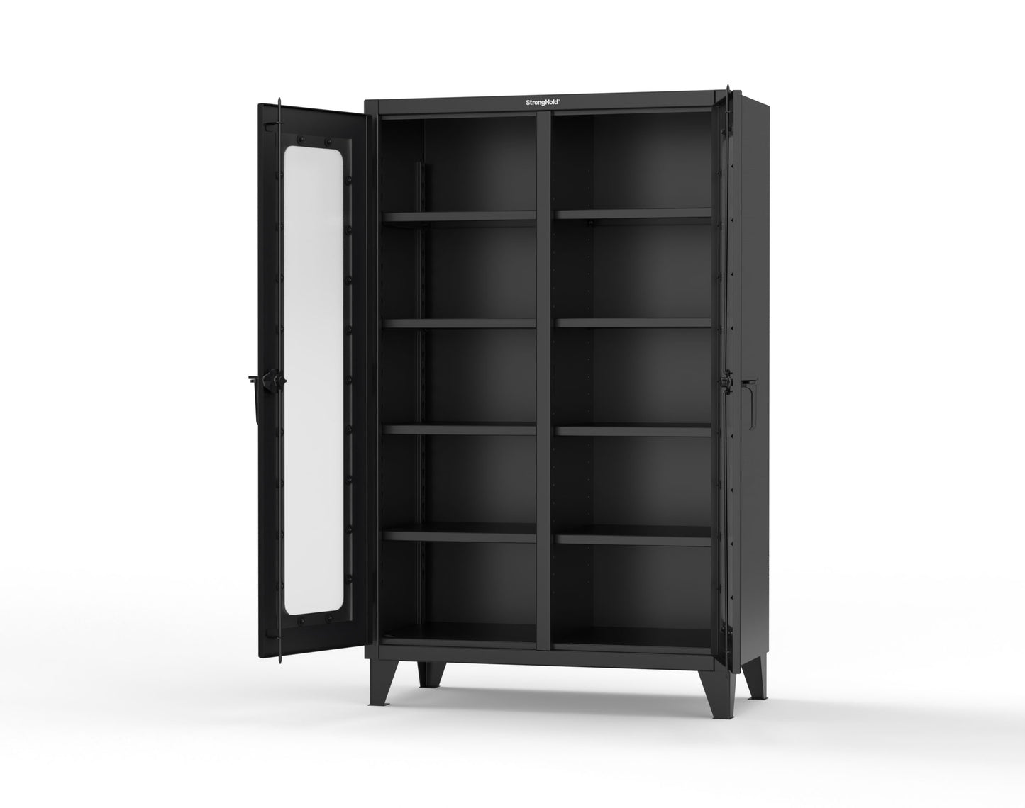 Extreme Duty 12 GA Clear View Double Shift Cabinet with 8 Shelves - 48 In. W x 24 In. D x 78 In. H - 46-DS-LD-248-9005