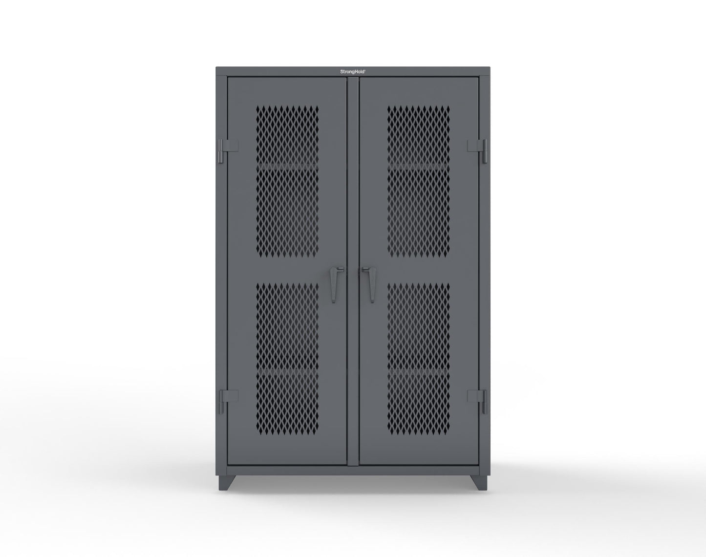 Extra Heavy Duty 14 GA Double Shift Ventilated (Diamond) Cabinet with 6 Shelves - 48 In. W x 24 In. D x 75 In. H - 46-DS-V-246-L-7024