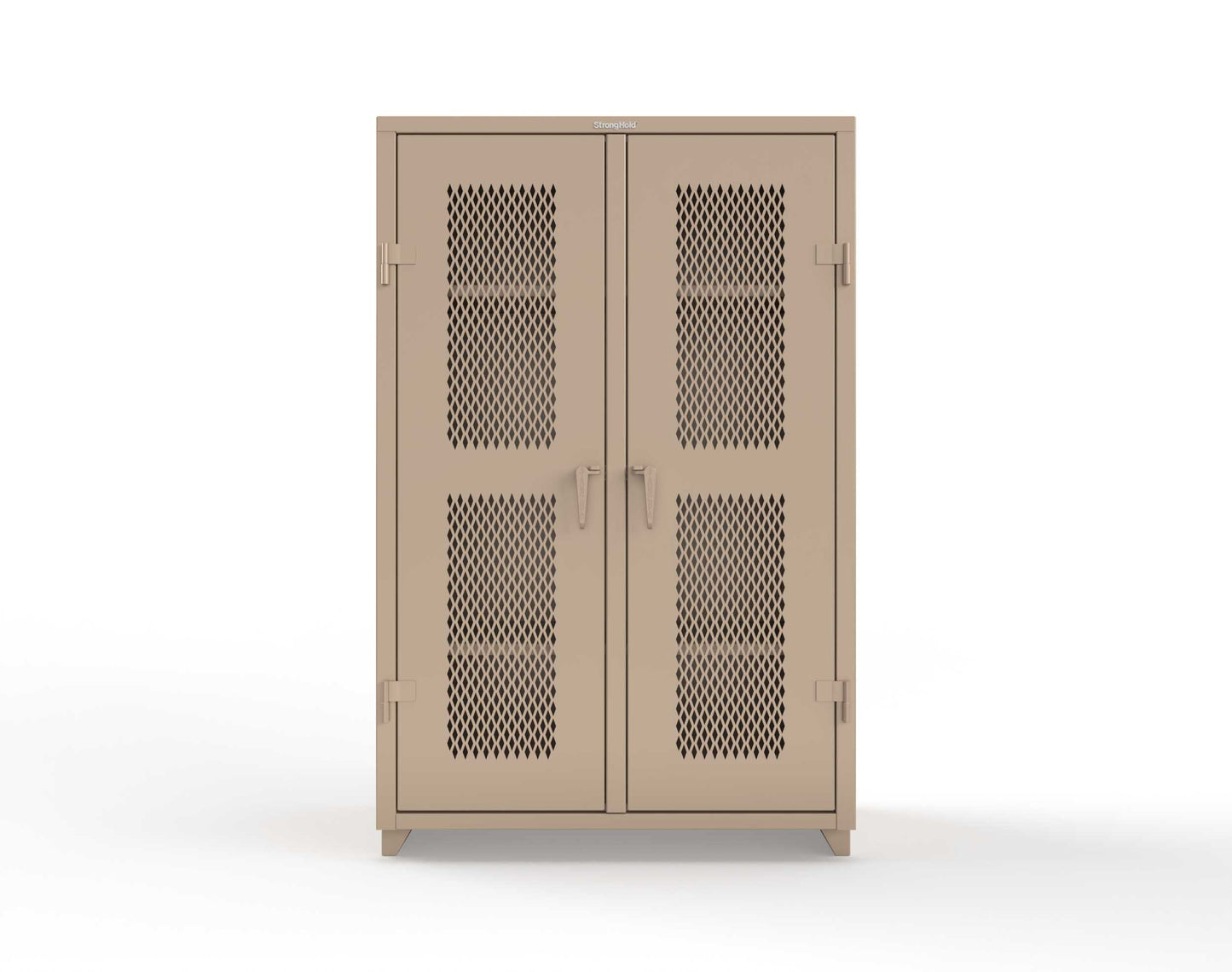 Extra Heavy Duty 14 GA Double Shift Ventilated (Diamond) Cabinet with 6 Shelves - 48 In. W x 24 In. D x 75 In. H - 46-DS-V-246-L-1019