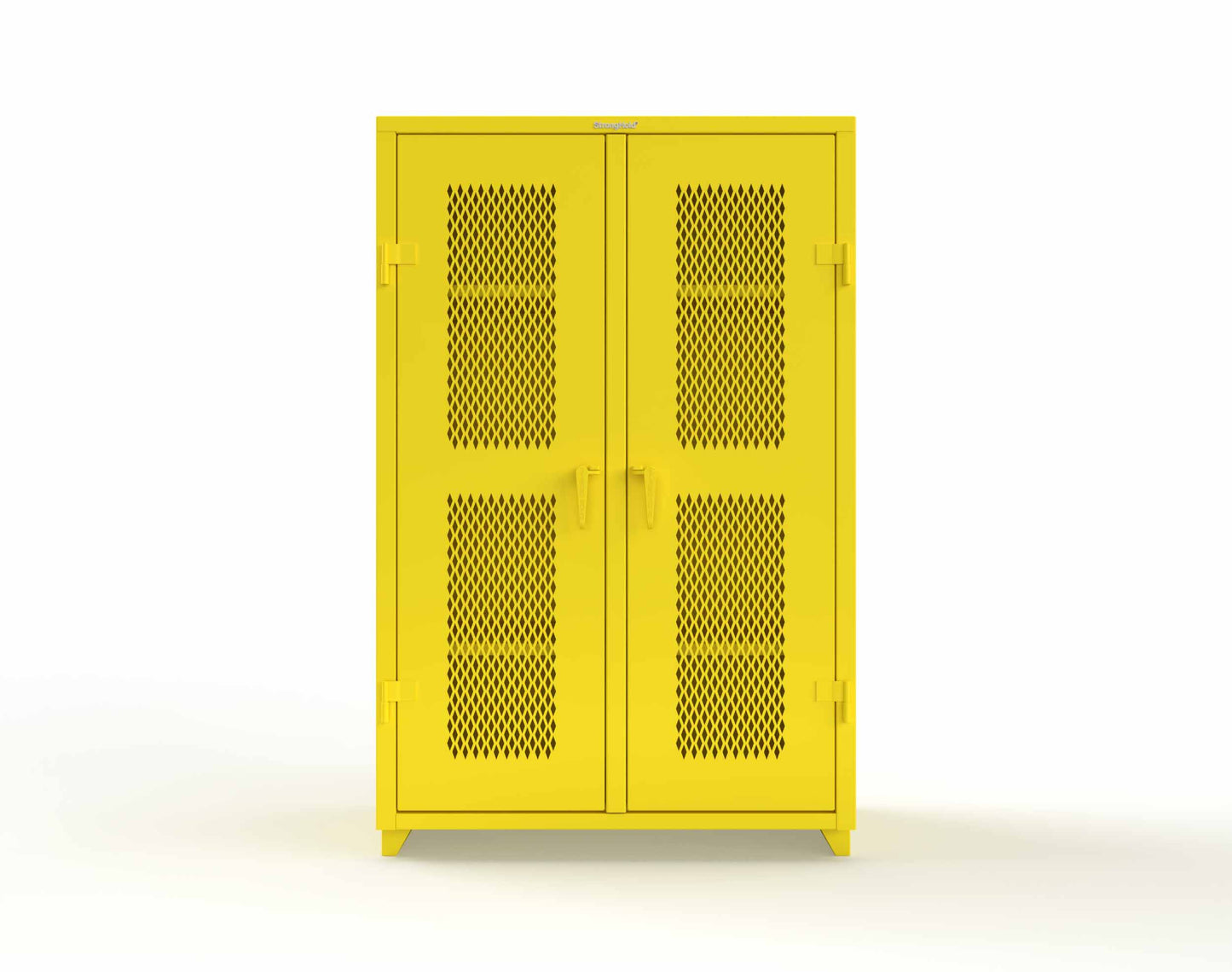 Extra Heavy Duty 14 GA Double Shift Ventilated (Diamond) Cabinet with 6 Shelves - 48 In. W x 24 In. D x 75 In. H - 46-DS-V-246-L-1021