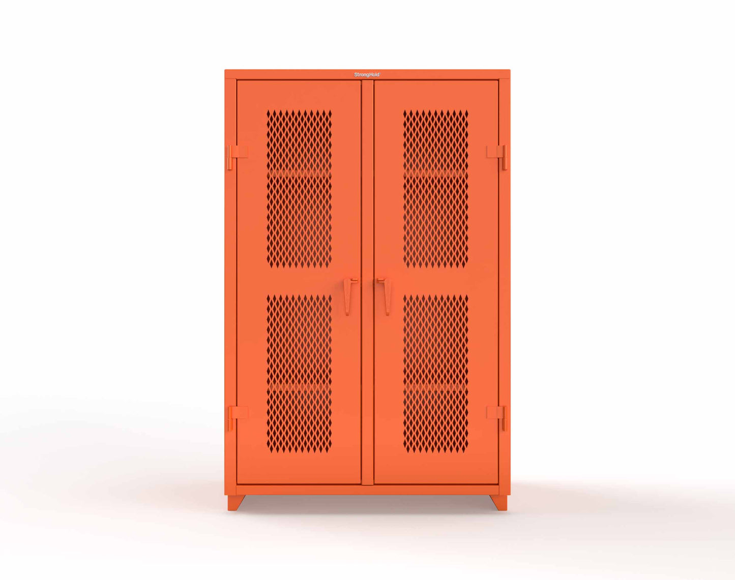 Extra Heavy Duty 14 GA Double Shift Ventilated (Diamond) Cabinet with 6 Shelves - 48 In. W x 24 In. D x 75 In. H - 46-DS-V-246-L-2009