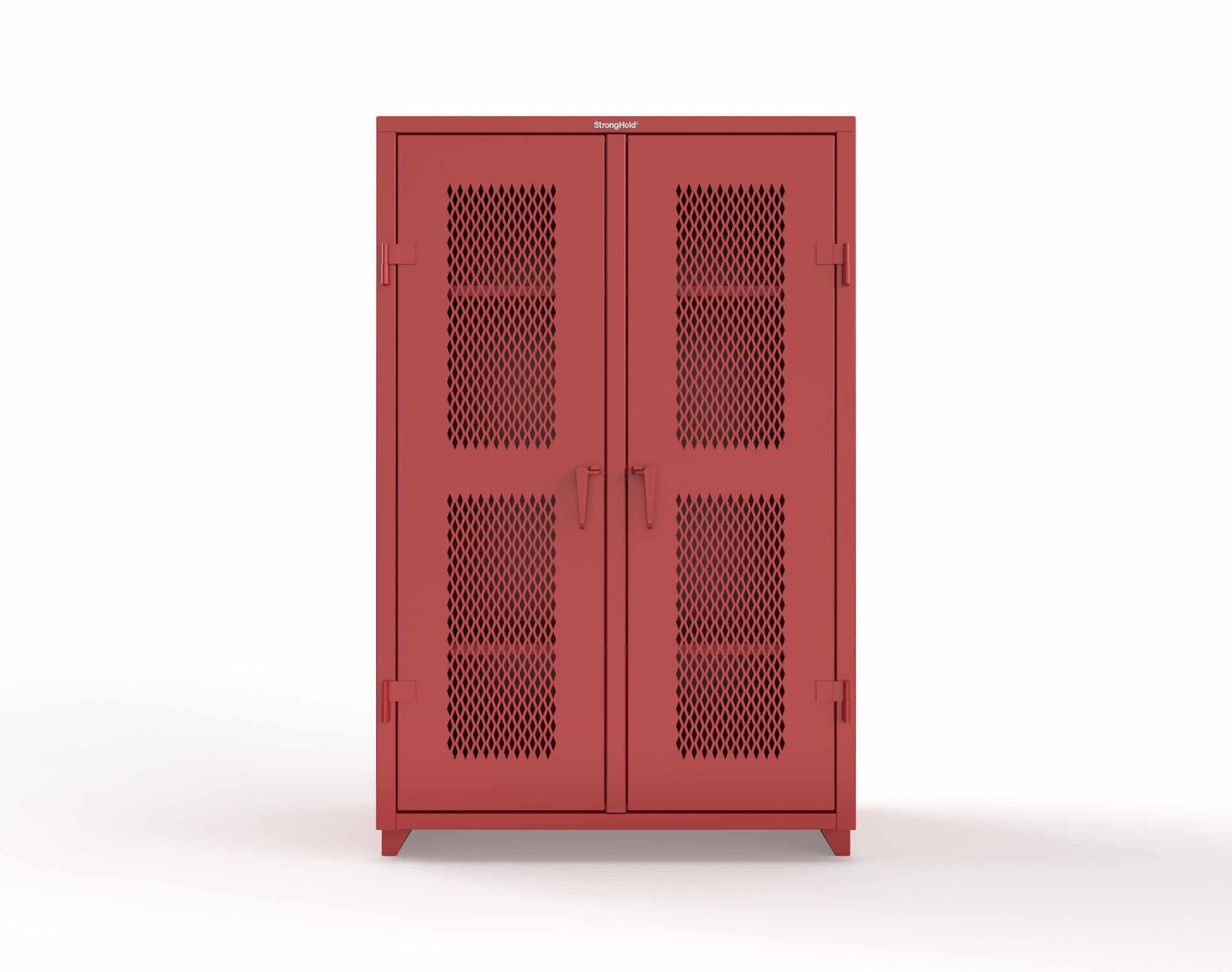 Extra Heavy Duty 14 GA Double Shift Ventilated (Diamond) Cabinet with 6 Shelves - 48 In. W x 24 In. D x 75 In. H - 46-DS-V-246-L-3001