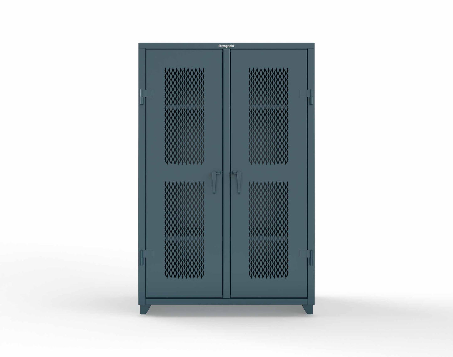 Extra Heavy Duty 14 GA Double Shift Ventilated (Diamond) Cabinet with 6 Shelves - 48 In. W x 24 In. D x 75 In. H - 46-DS-V-246-L-5001