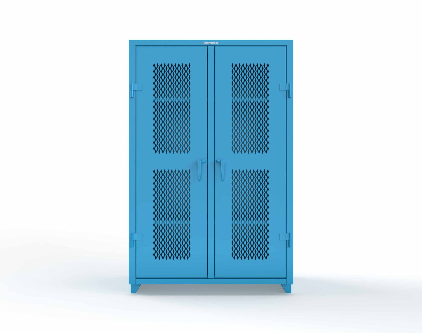 Extra Heavy Duty 14 GA Double Shift Ventilated (Diamond) Cabinet with 6 Shelves - 48 In. W x 24 In. D x 75 In. H - 46-DS-V-246-L-5012