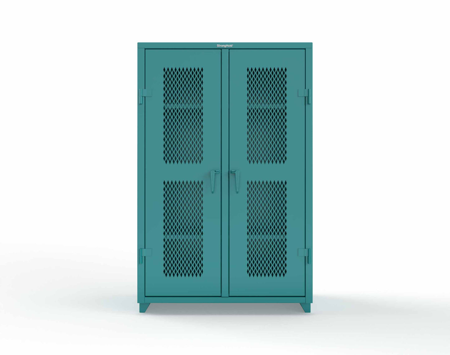 Extra Heavy Duty 14 GA Double Shift Ventilated (Diamond) Cabinet with 6 Shelves - 48 In. W x 24 In. D x 75 In. H - 46-DS-V-246-L-5021