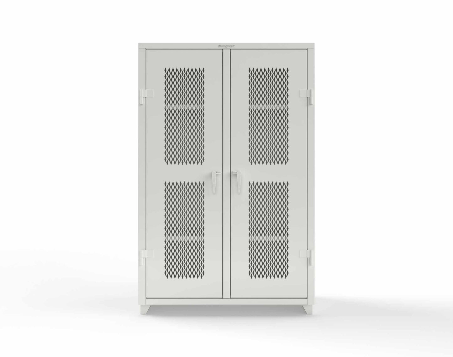 Extra Heavy Duty 14 GA Double Shift Ventilated (Diamond) Cabinet with 6 Shelves - 48 In. W x 24 In. D x 75 In. H - 46-DS-V-246-L-9003
