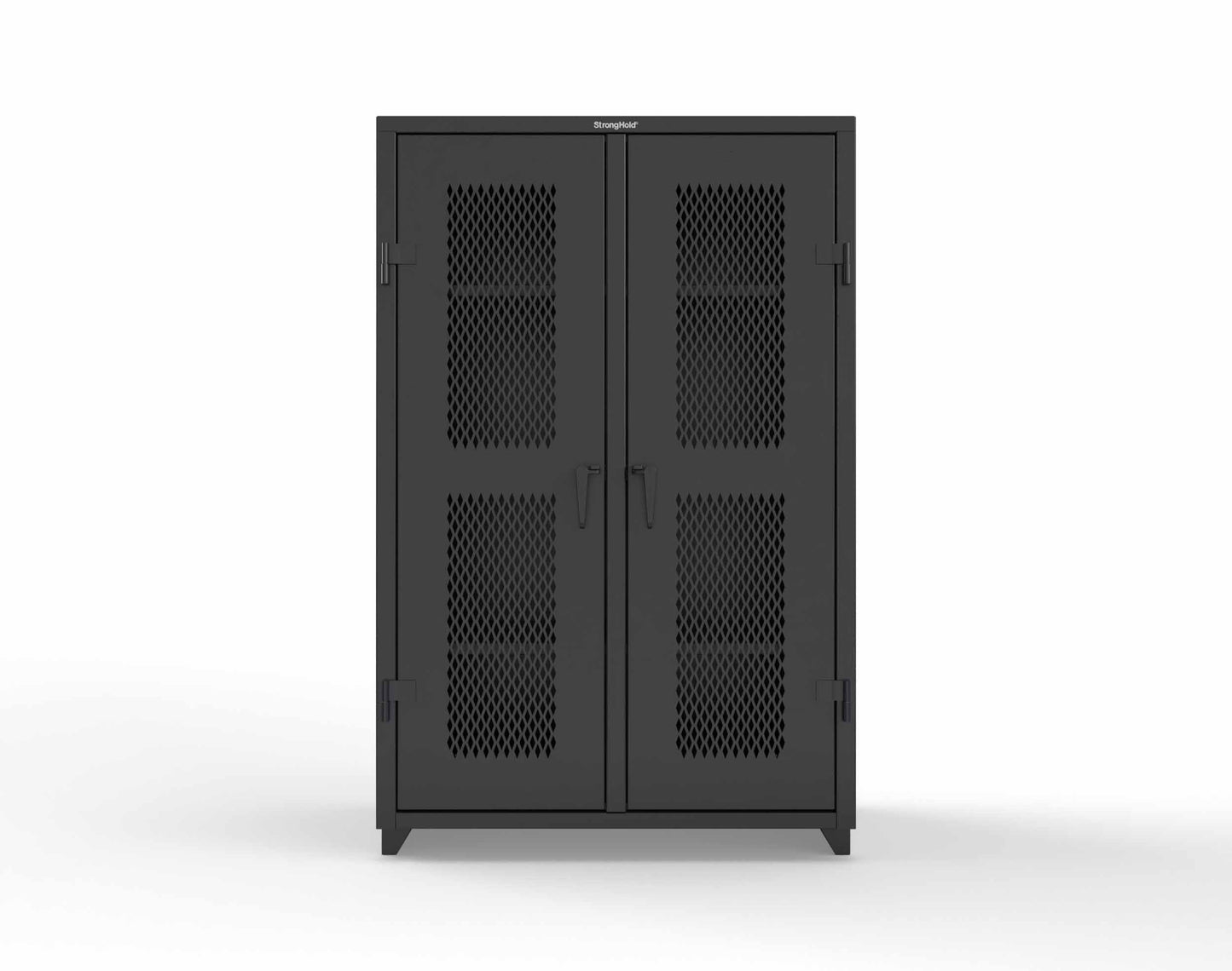 Extra Heavy Duty 14 GA Double Shift Ventilated (Diamond) Cabinet with 6 Shelves - 48 In. W x 24 In. D x 75 In. H - 46-DS-V-246-L-9005