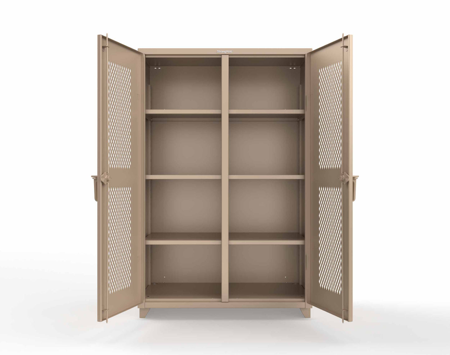 Extra Heavy Duty 14 GA Double Shift Ventilated (Diamond) Cabinet with 6 Shelves - 48 In. W x 24 In. D x 75 In. H - 46-DS-V-246-L-1019
