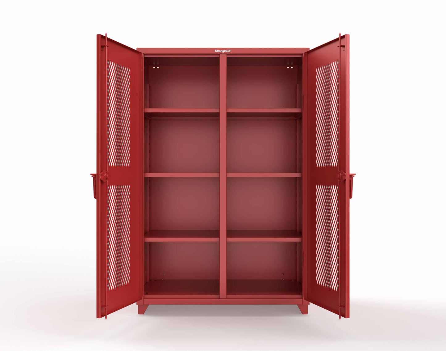 Extra Heavy Duty 14 GA Double Shift Ventilated (Diamond) Cabinet with 6 Shelves - 48 In. W x 24 In. D x 75 In. H - 46-DS-V-246-L-3001