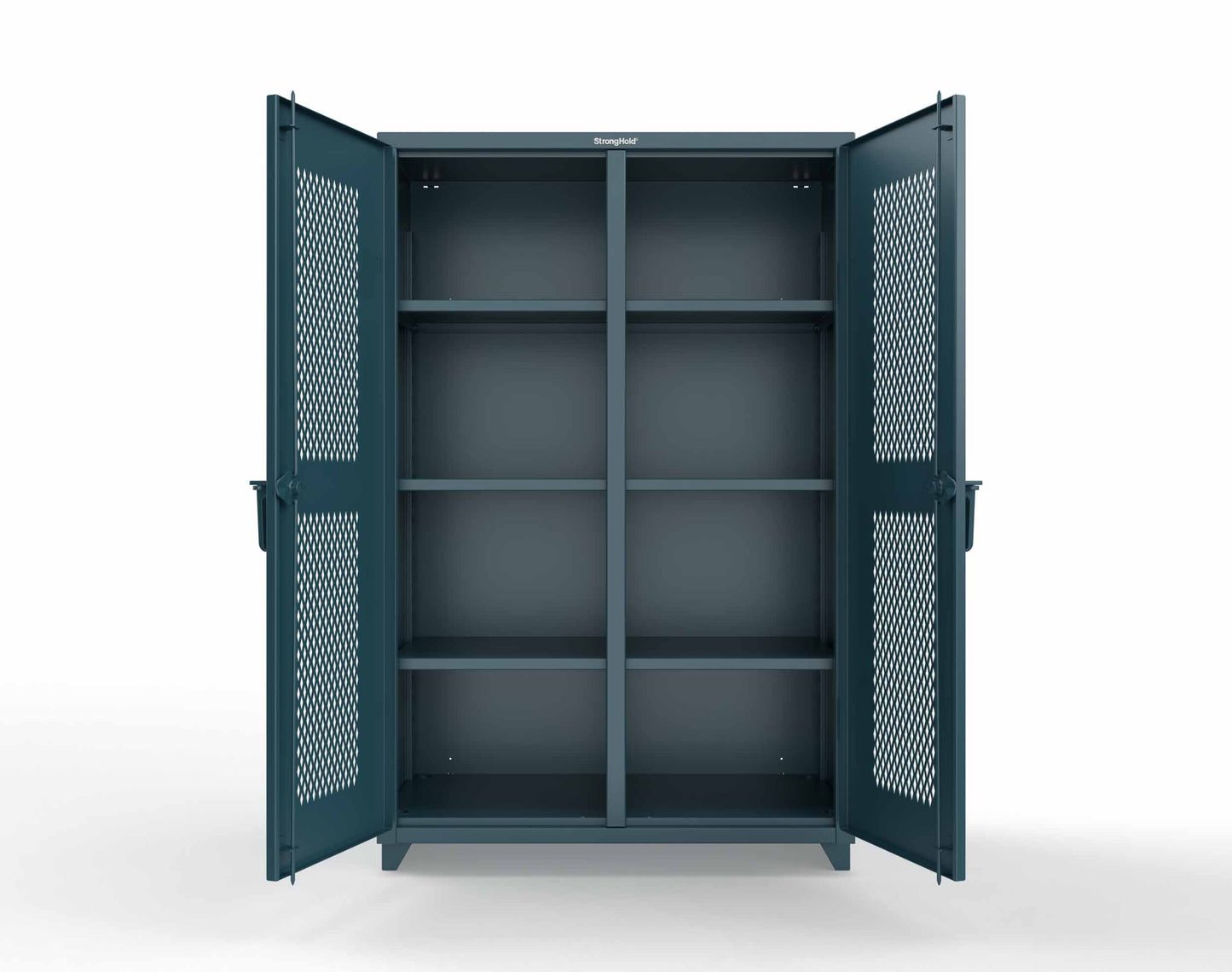 Extra Heavy Duty 14 GA Double Shift Ventilated (Diamond) Cabinet with 6 Shelves - 48 In. W x 24 In. D x 75 In. H - 46-DS-V-246-L-5001