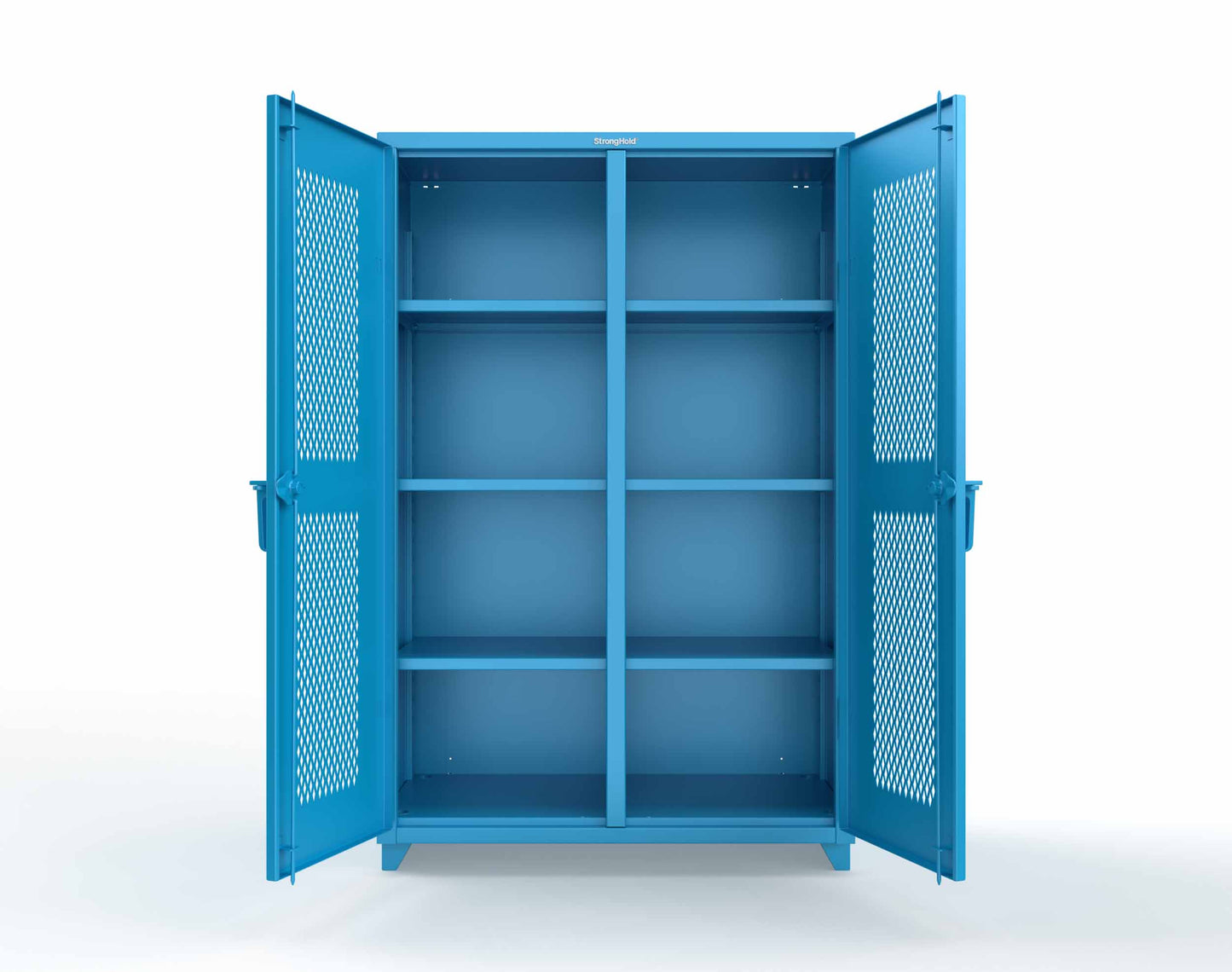 Extra Heavy Duty 14 GA Double Shift Ventilated (Diamond) Cabinet with 6 Shelves - 48 In. W x 24 In. D x 75 In. H - 46-DS-V-246-L-5012