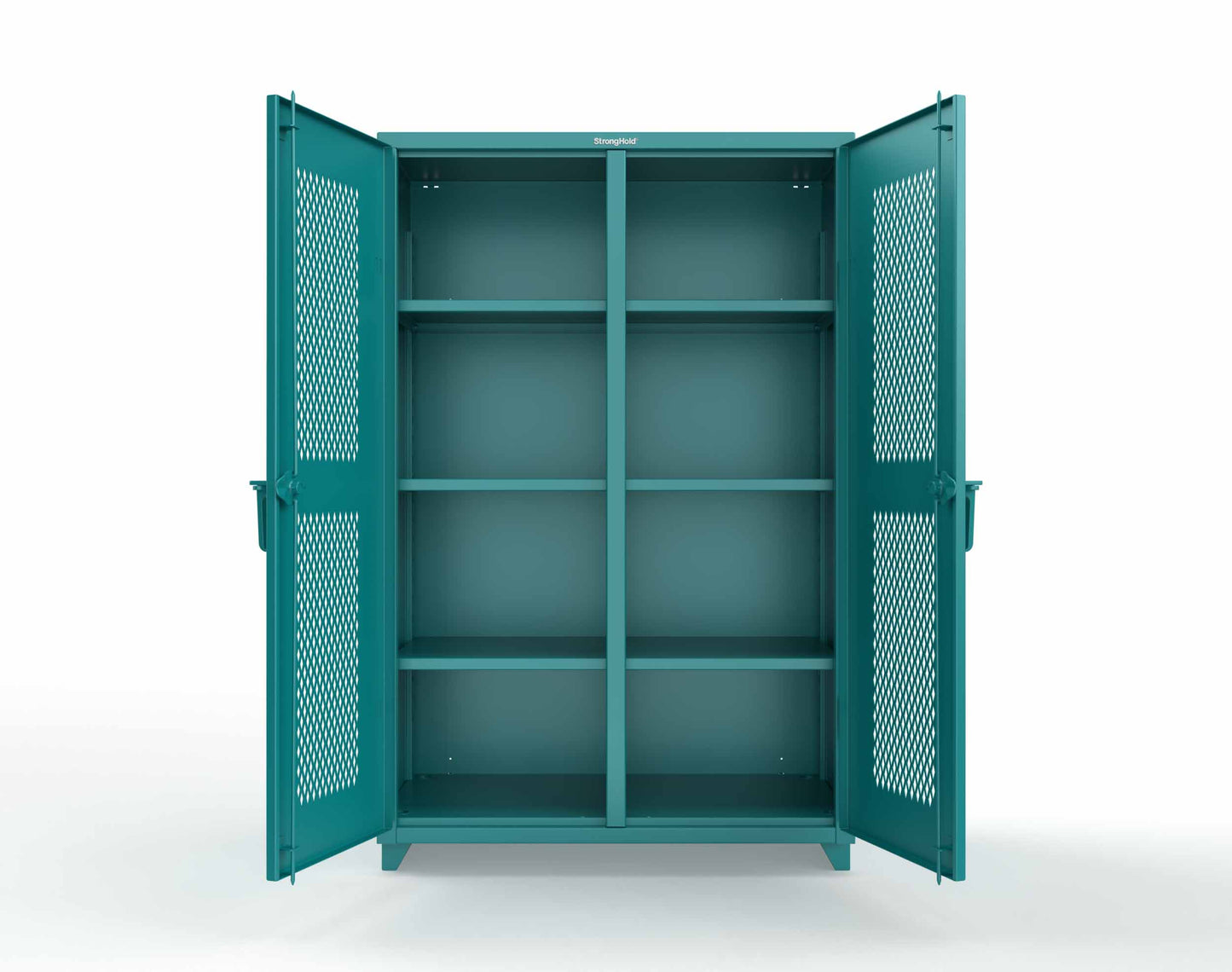 Extra Heavy Duty 14 GA Double Shift Ventilated (Diamond) Cabinet with 6 Shelves - 48 In. W x 24 In. D x 75 In. H - 46-DS-V-246-L-5021