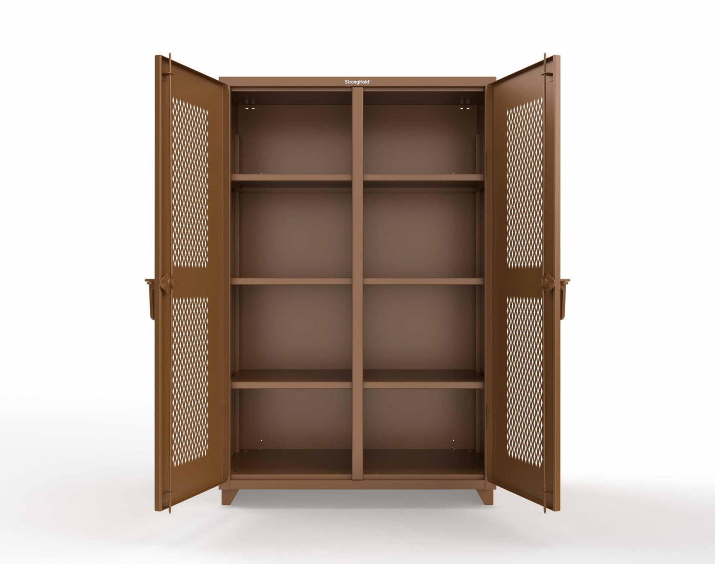 Extra Heavy Duty 14 GA Double Shift Ventilated (Diamond) Cabinet with 6 Shelves - 48 In. W x 24 In. D x 75 In. H - 46-DS-V-246-L-8008