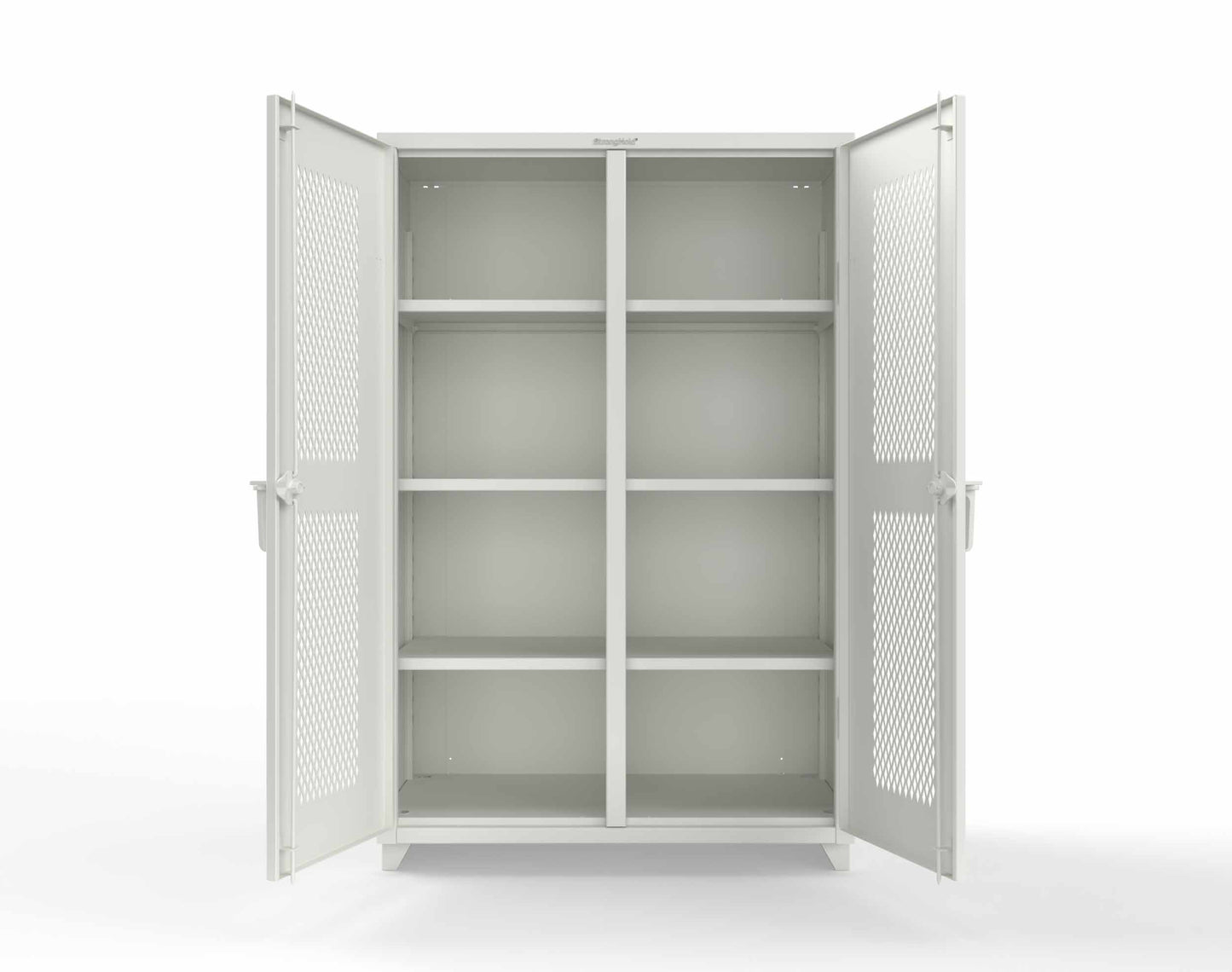 Extra Heavy Duty 14 GA Double Shift Ventilated (Diamond) Cabinet with 6 Shelves - 48 In. W x 24 In. D x 75 In. H - 46-DS-V-246-L-9003