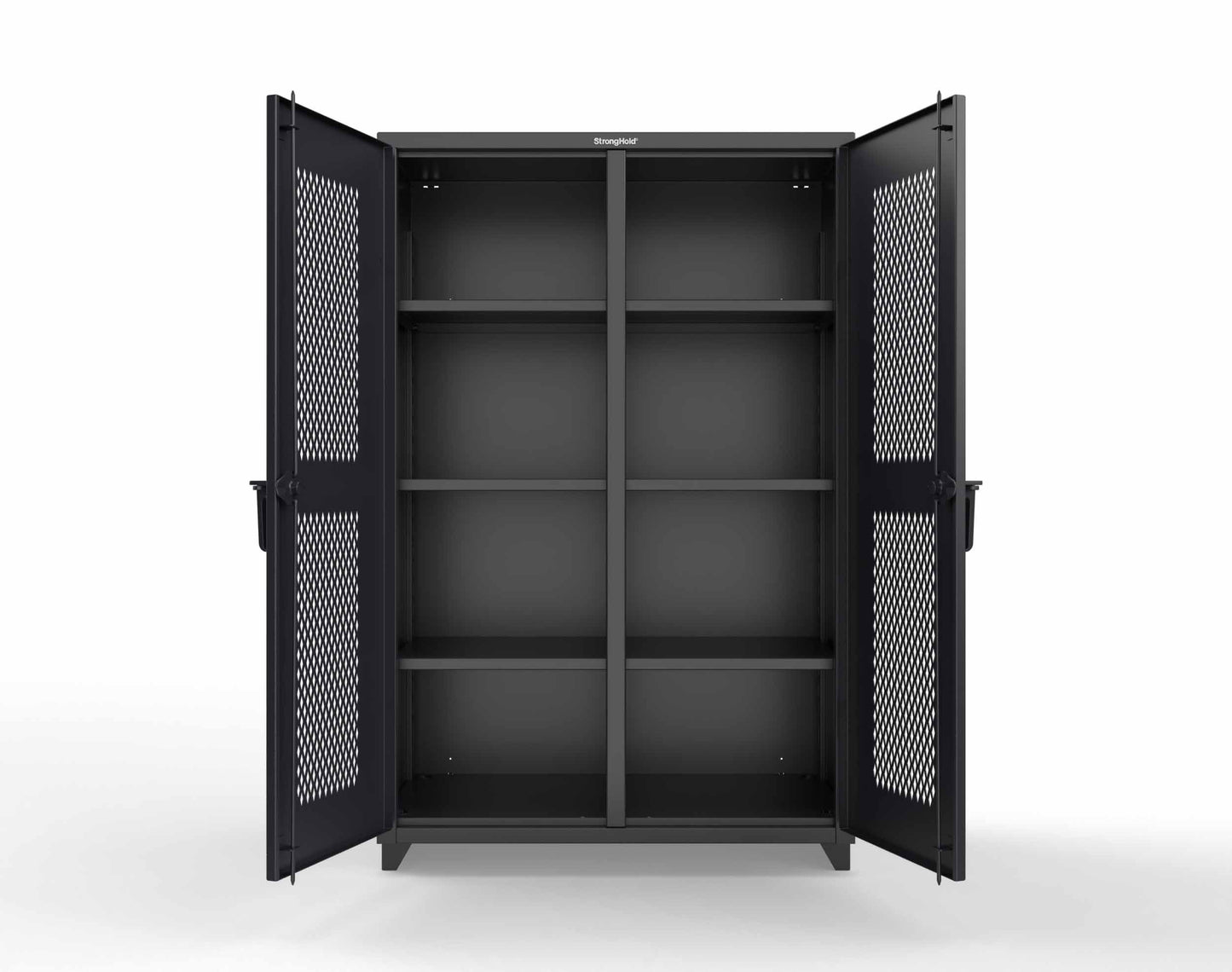 Extra Heavy Duty 14 GA Double Shift Ventilated (Diamond) Cabinet with 6 Shelves - 48 In. W x 24 In. D x 75 In. H - 46-DS-V-246-L-9005