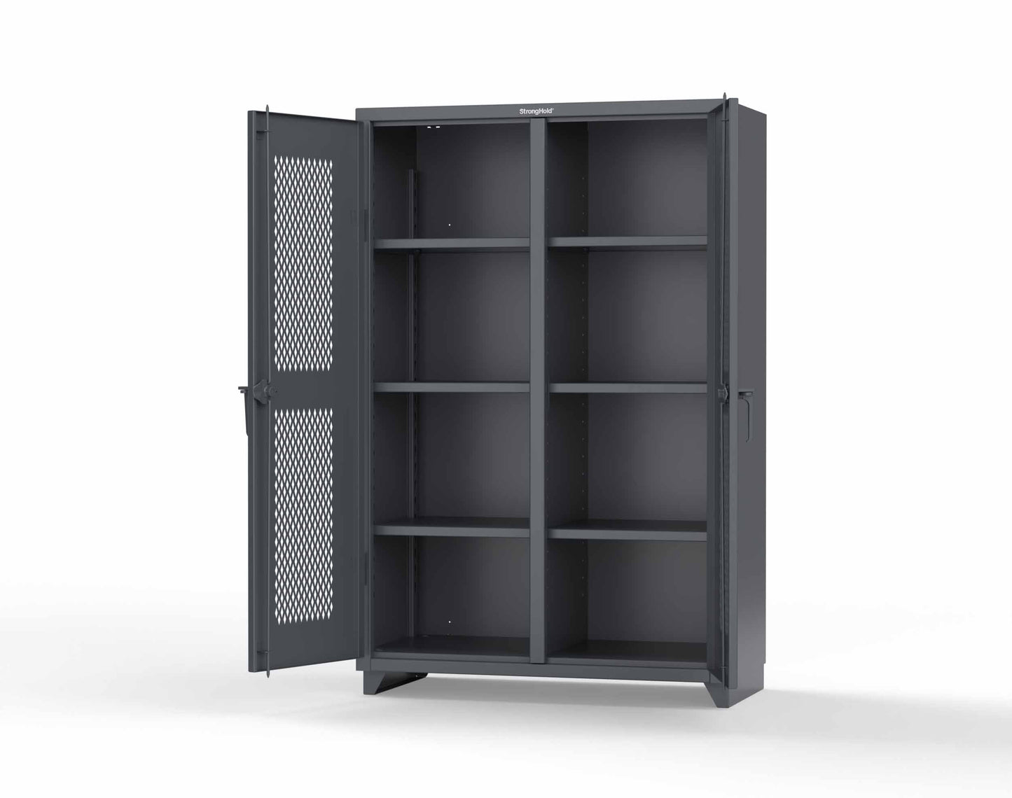 Extra Heavy Duty 14 GA Double Shift Ventilated (Diamond) Cabinet with 6 Shelves - 48 In. W x 24 In. D x 75 In. H - 46-DS-V-246-L-7024