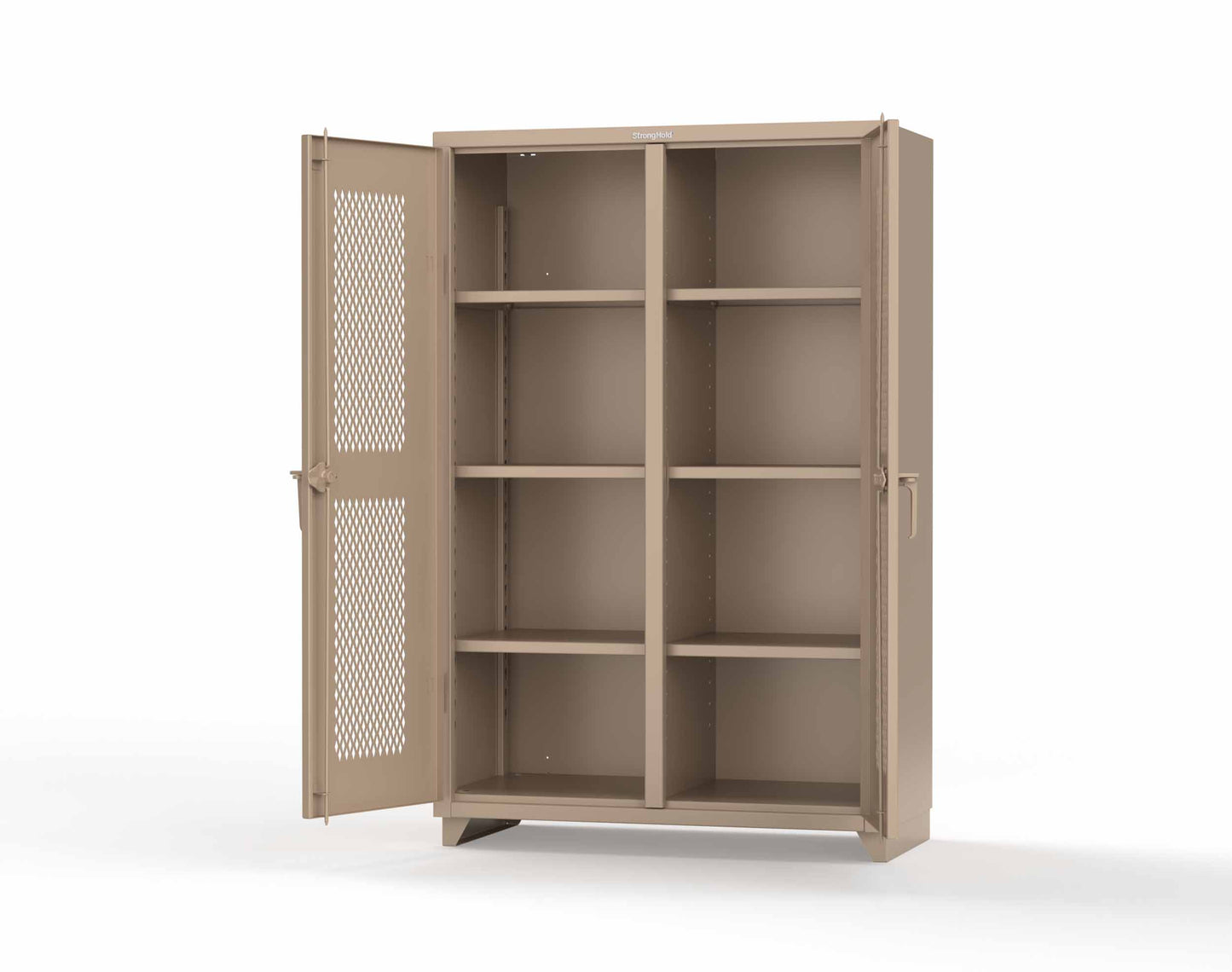 Extra Heavy Duty 14 GA Double Shift Ventilated (Diamond) Cabinet with 6 Shelves - 48 In. W x 24 In. D x 75 In. H - 46-DS-V-246-L-1019