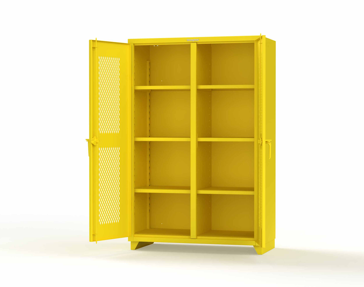 Extra Heavy Duty 14 GA Double Shift Ventilated (Diamond) Cabinet with 6 Shelves - 48 In. W x 24 In. D x 75 In. H - 46-DS-V-246-L-1021