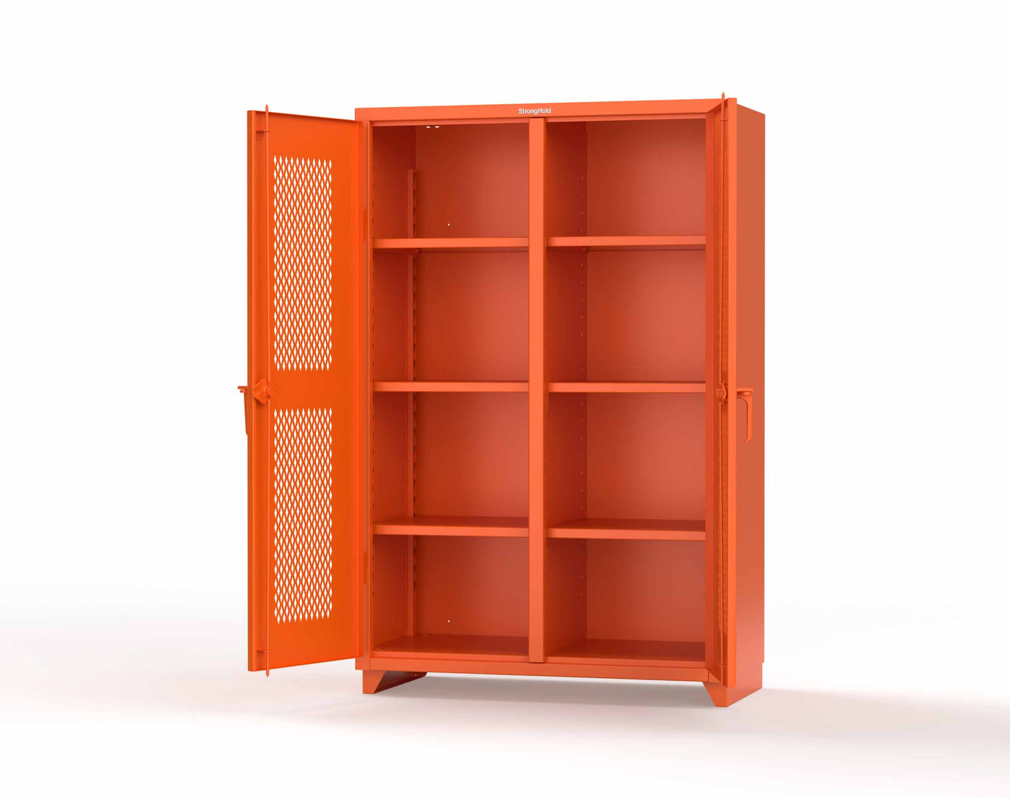 Extra Heavy Duty 14 GA Double Shift Ventilated (Diamond) Cabinet with 6 Shelves - 48 In. W x 24 In. D x 75 In. H - 46-DS-V-246-L-2009