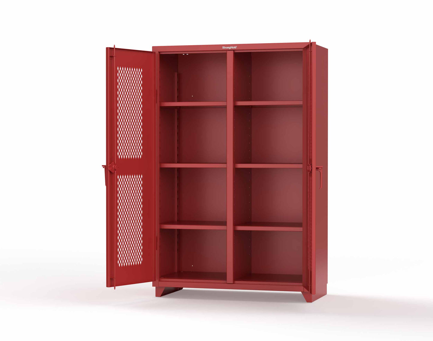 Extra Heavy Duty 14 GA Double Shift Ventilated (Diamond) Cabinet with 6 Shelves - 48 In. W x 24 In. D x 75 In. H - 46-DS-V-246-L-3001