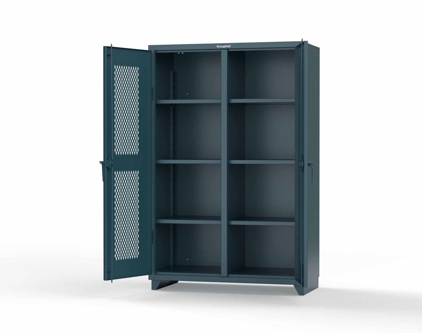Extra Heavy Duty 14 GA Double Shift Ventilated (Diamond) Cabinet with 6 Shelves - 48 In. W x 24 In. D x 75 In. H - 46-DS-V-246-L-5001