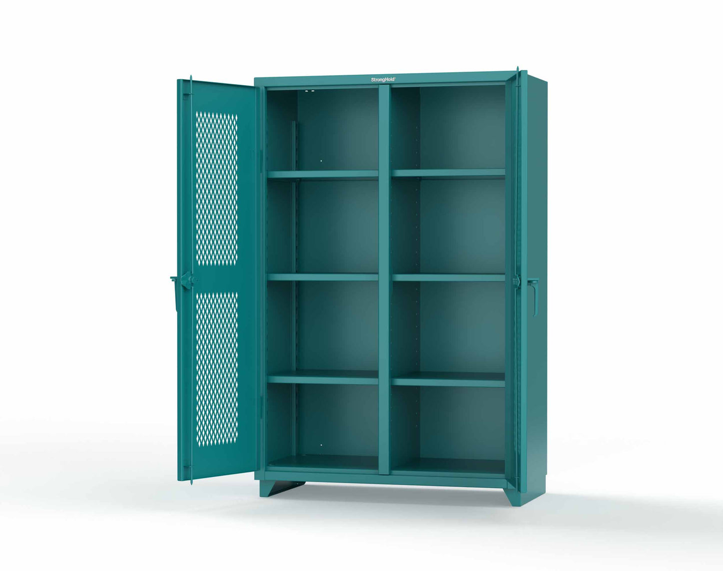 Extra Heavy Duty 14 GA Double Shift Ventilated (Diamond) Cabinet with 6 Shelves - 48 In. W x 24 In. D x 75 In. H - 46-DS-V-246-L-5021