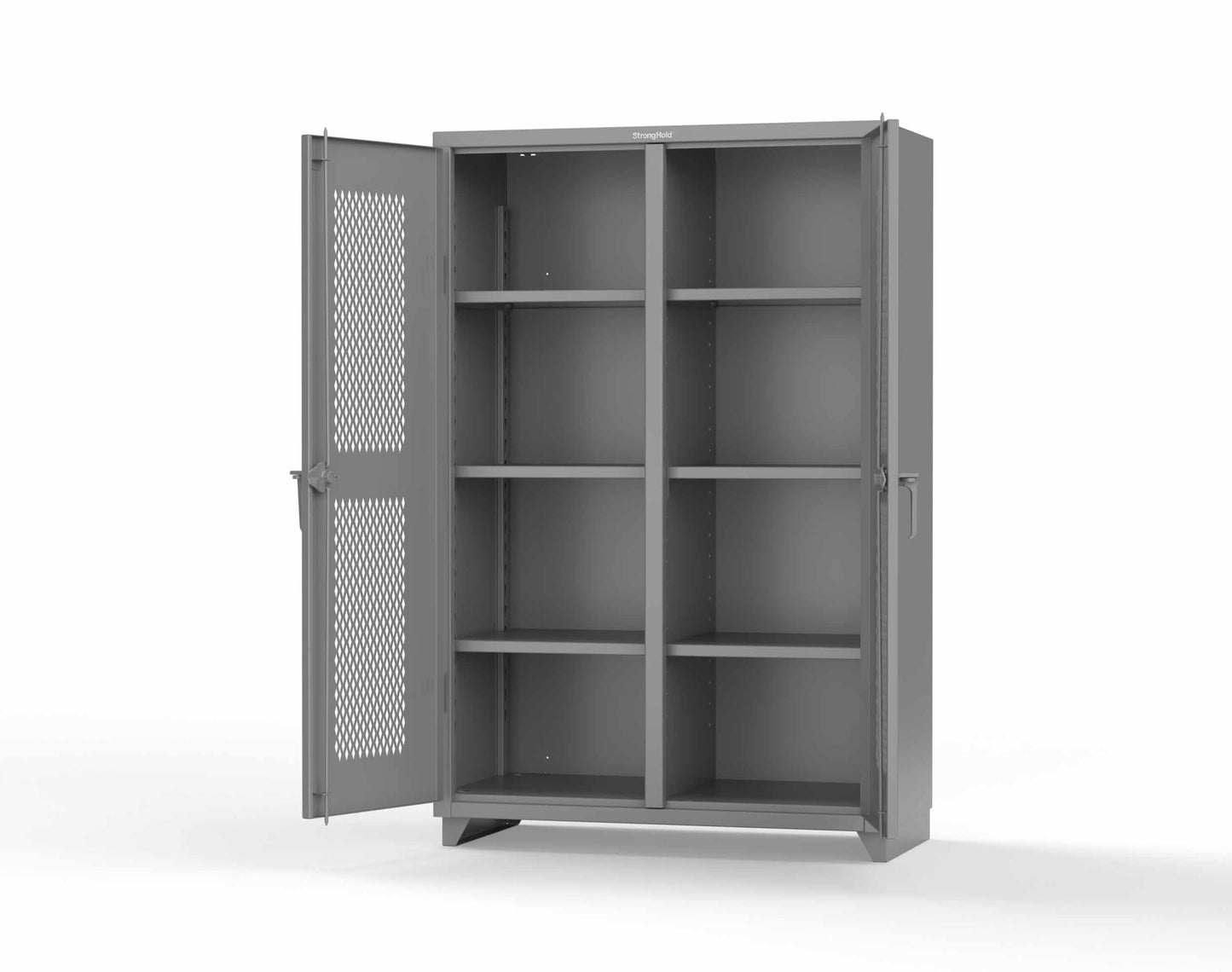 Extra Heavy Duty 14 GA Double Shift Ventilated (Diamond) Cabinet with 6 Shelves - 48 In. W x 24 In. D x 75 In. H - 46-DS-V-246-L-7037