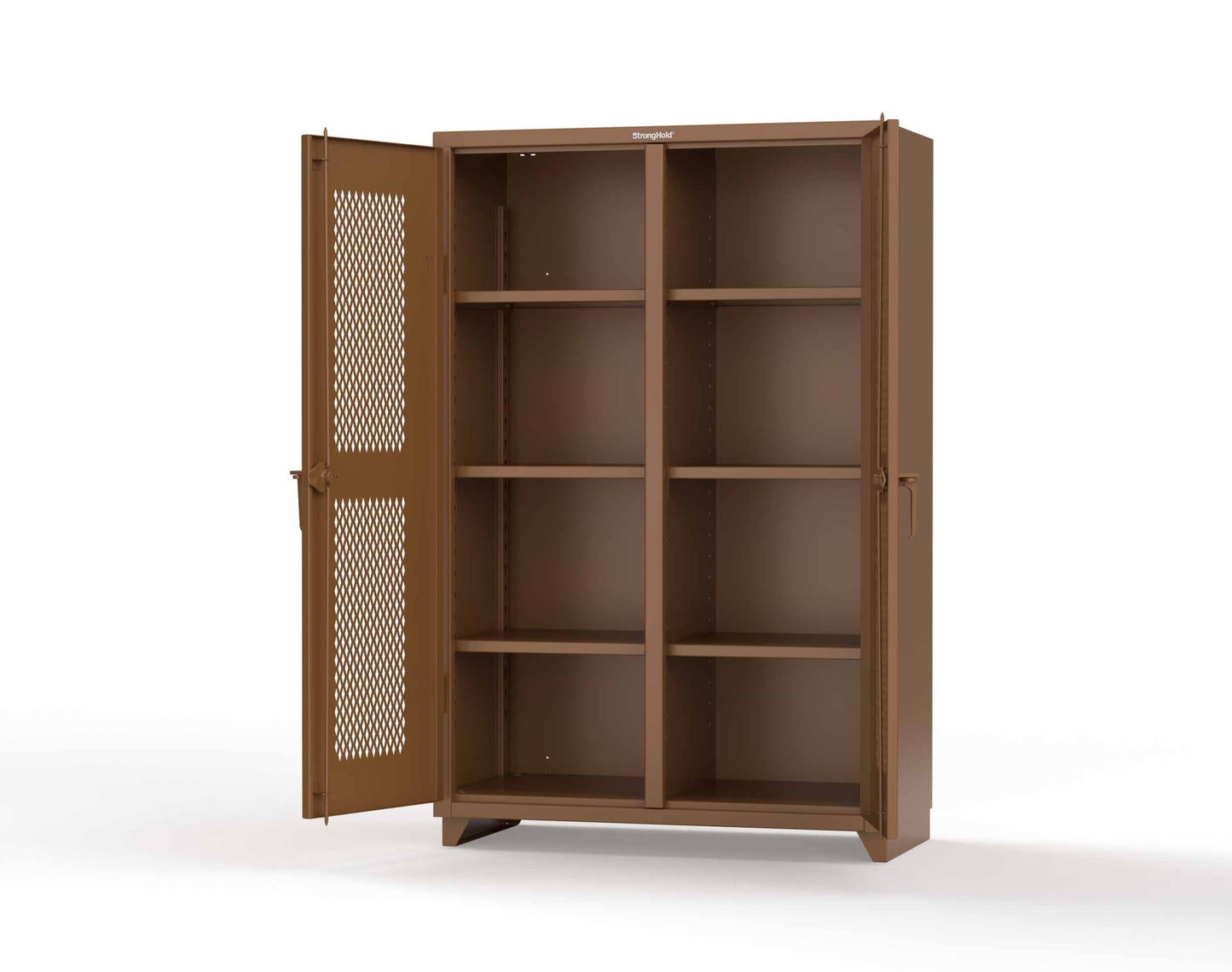 Extra Heavy Duty 14 GA Double Shift Ventilated (Diamond) Cabinet with 6 Shelves - 48 In. W x 24 In. D x 75 In. H - 46-DS-V-246-L-8008
