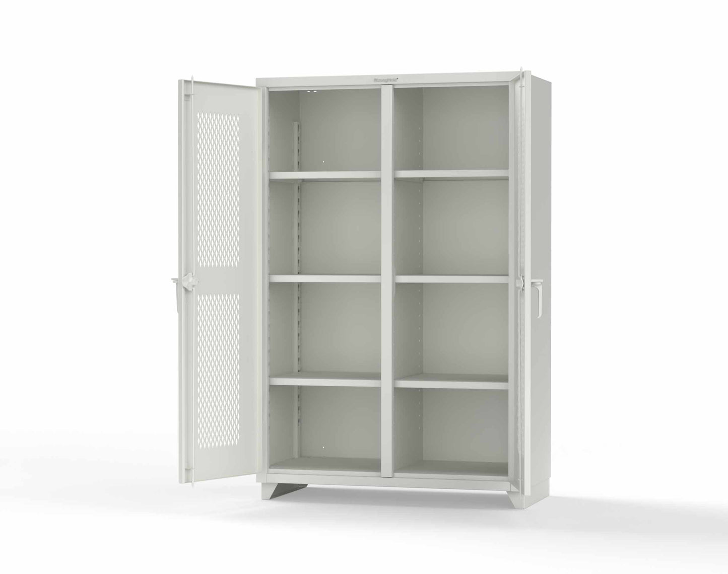 Extra Heavy Duty 14 GA Double Shift Ventilated (Diamond) Cabinet with 6 Shelves - 48 In. W x 24 In. D x 75 In. H - 46-DS-V-246-L-9003