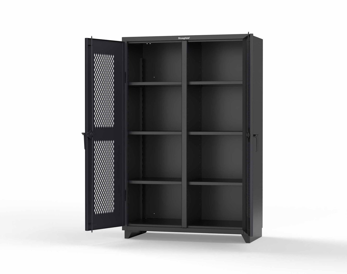 Extra Heavy Duty 14 GA Double Shift Ventilated (Diamond) Cabinet with 6 Shelves - 48 In. W x 24 In. D x 75 In. H - 46-DS-V-246-L-9005