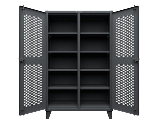 Extreme Duty 12 GA Ventilated (Diamond) Double Shift Cabinet with 8 Shelves - 48 In. W x 24 In. D x 78 In. H