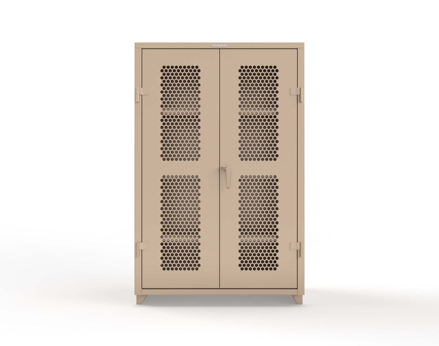 Extra Heavy Duty 14 GA Cabinet with Ventilated (Hex) Doors - 48 In. W x 24 In. D x 75 In. H - 46-H-243-L-1019