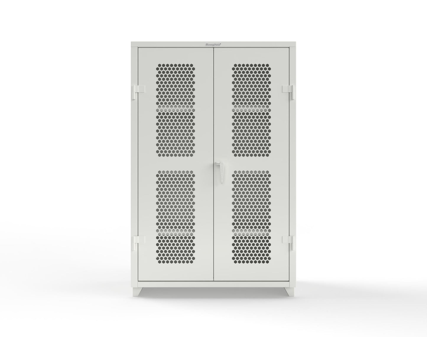Extra Heavy Duty 14 GA Cabinet with Ventilated (Hex) Doors - 48 In. W x 24 In. D x 75 In. H - 46-H-243-L-9003