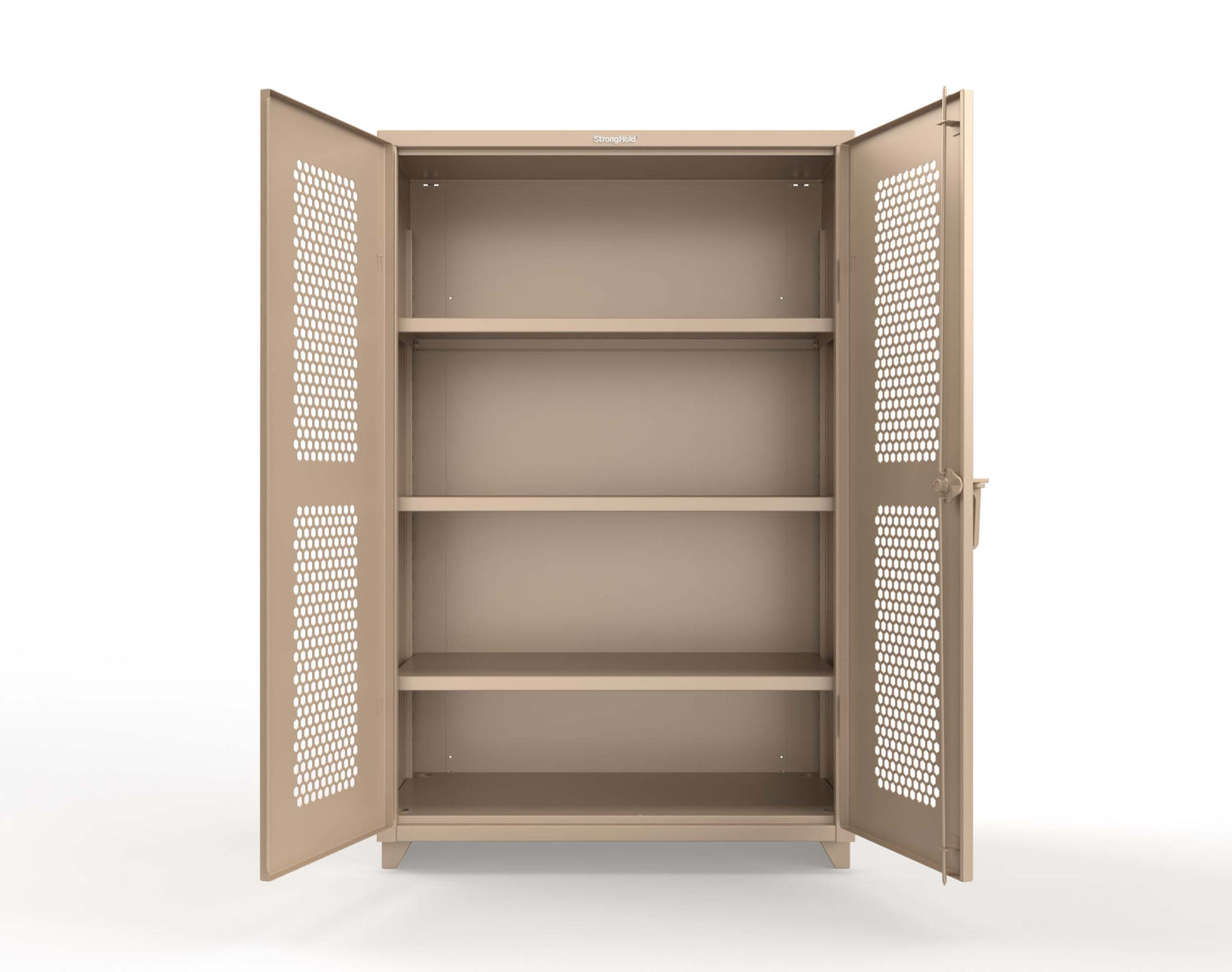 Extra Heavy Duty 14 GA Cabinet with Ventilated (Hex) Doors - 48 In. W x 24 In. D x 75 In. H - 46-H-243-L-1019