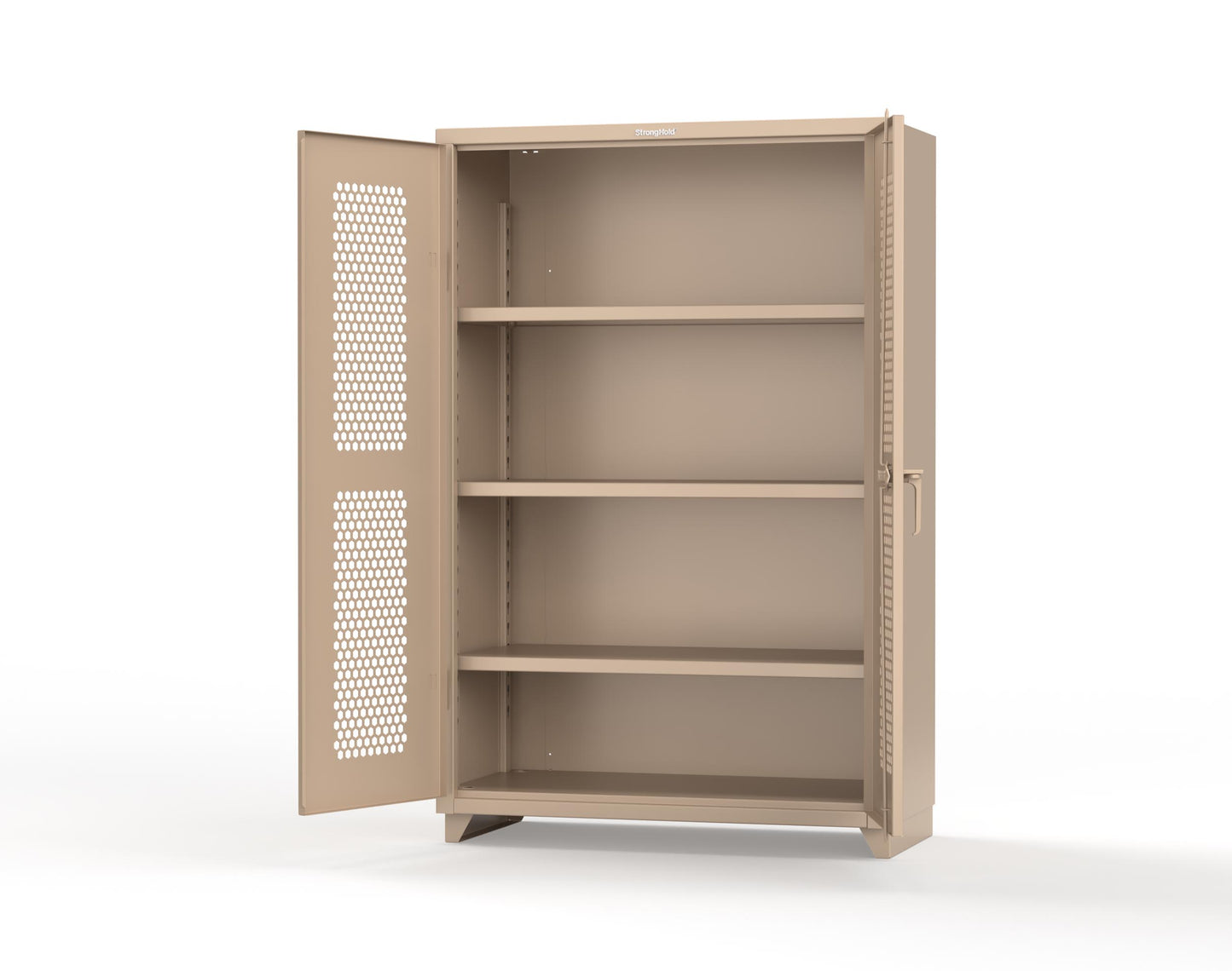 Extra Heavy Duty 14 GA Cabinet with Ventilated (Hex) Doors - 48 In. W x 24 In. D x 75 In. H - 46-H-243-L-1019
