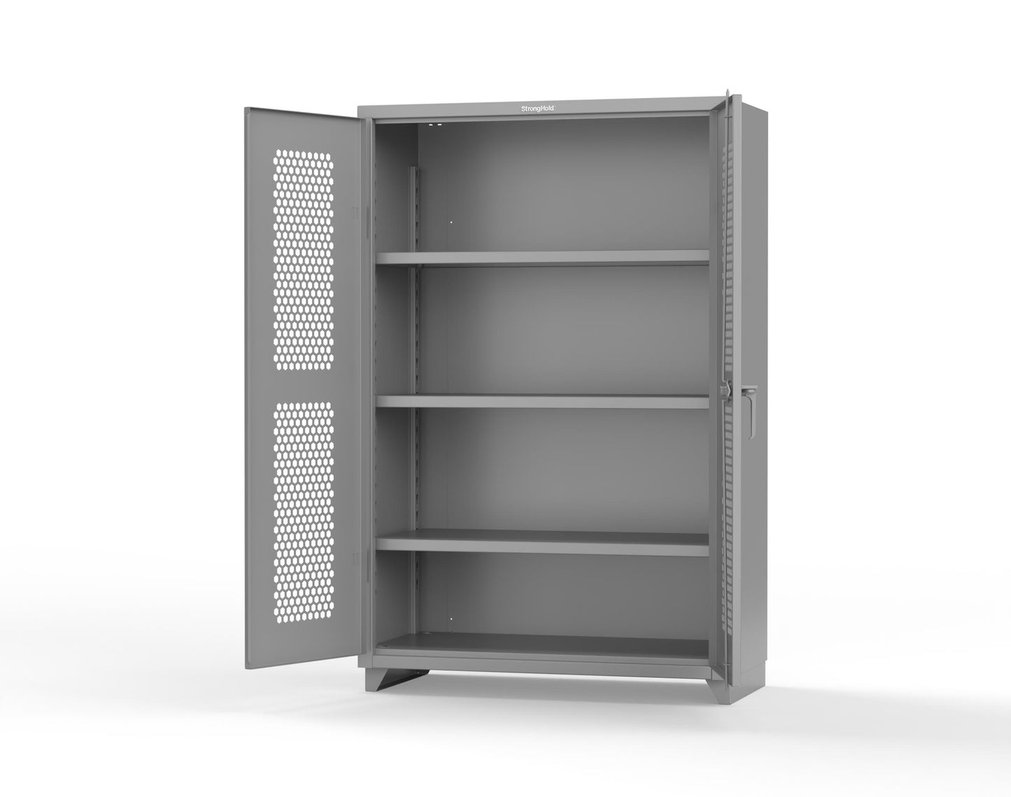 Extra Heavy Duty 14 GA Cabinet with Ventilated (Hex) Doors - 48 In. W x 24 In. D x 75 In. H - 46-H-243-L-7037