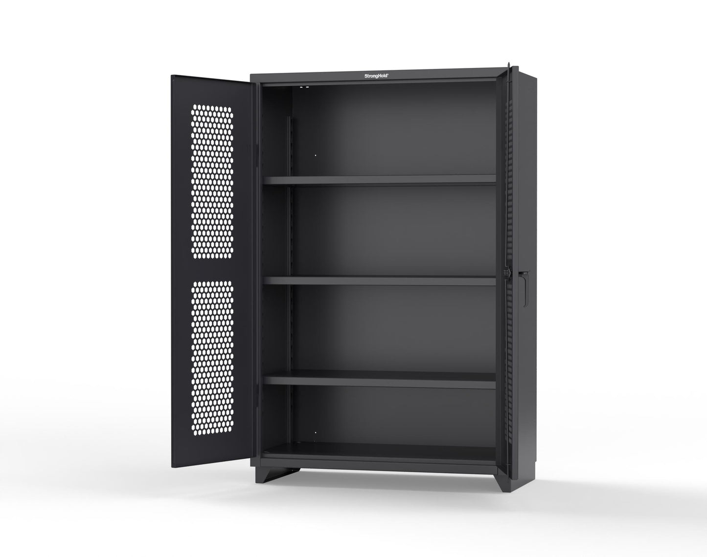 Extra Heavy Duty 14 GA Cabinet with Ventilated (Hex) Doors - 48 In. W x 24 In. D x 75 In. H - 46-H-243-L-9005