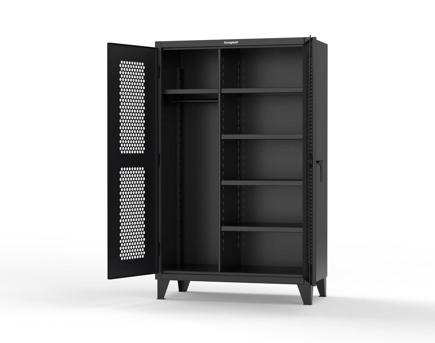 Extreme Duty 12 GA Ventilated (Hex) Uniform Cabinet with 5 Shelves - 48 In. W x 24 In. D x 78 In. H - 46-H-W-245-7024 - 46-H-W-245-9005