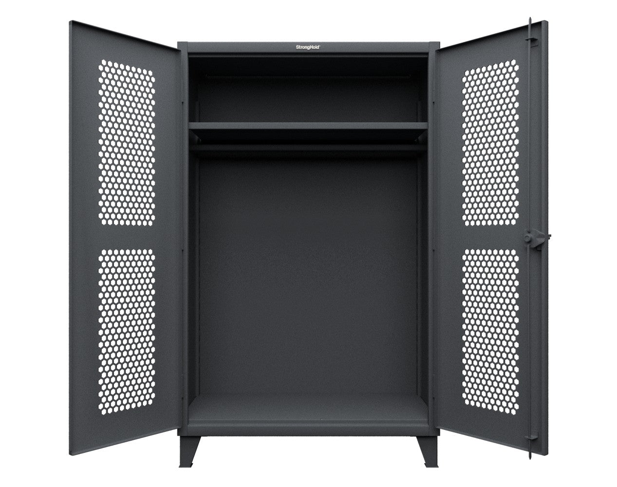 Extreme Duty 12 GA Ventilated (Hex) Uniform Cabinet with Hanger Rod, 1 Shelf - 48 In. W x 24 In. D x 78 In. H