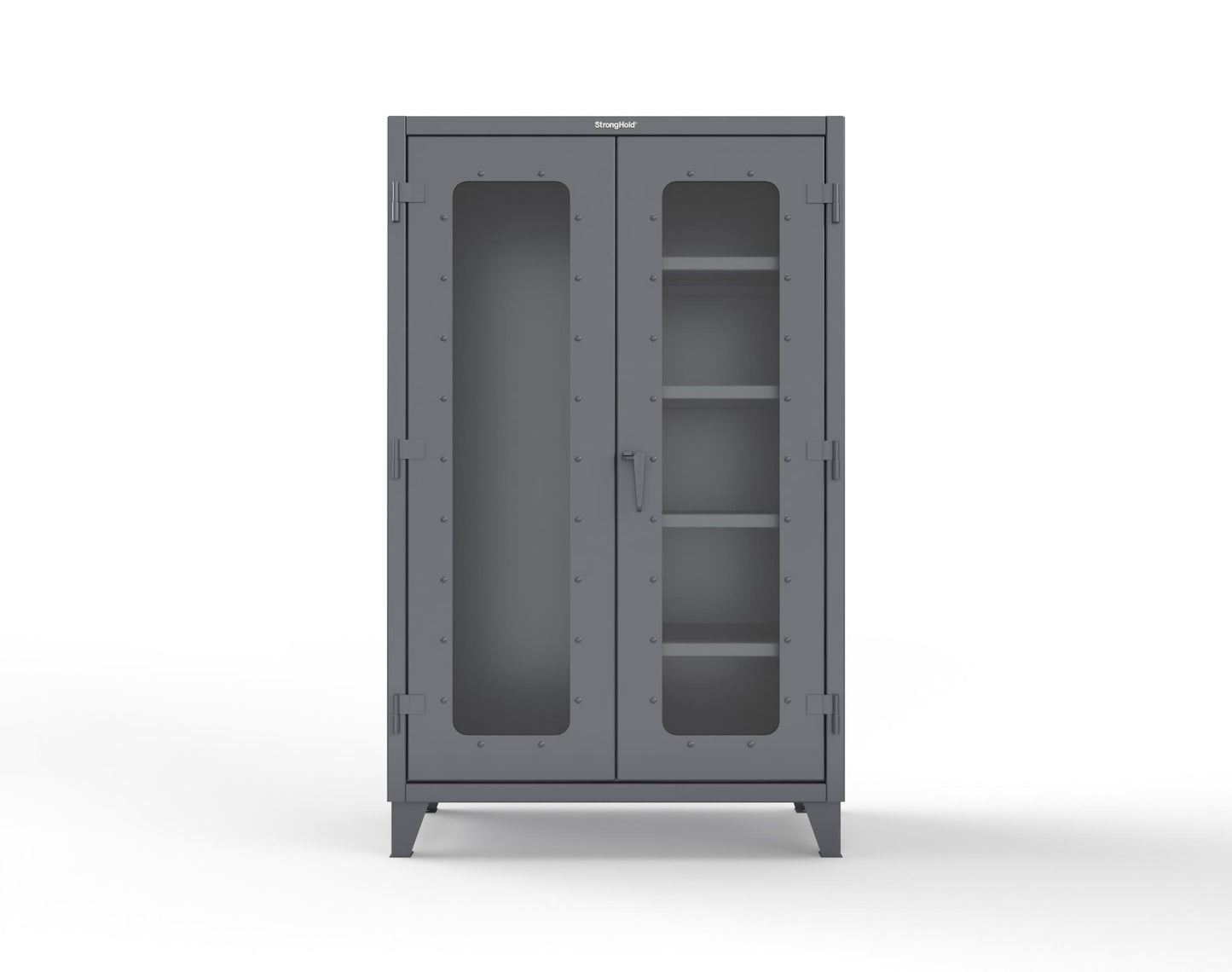 Extreme Duty 12 GA Clear View Janitorial Cabinet with 4 Shelves - 48 In. W x 24 In. D x 78 In. H - 46-LD-BC-244-7024