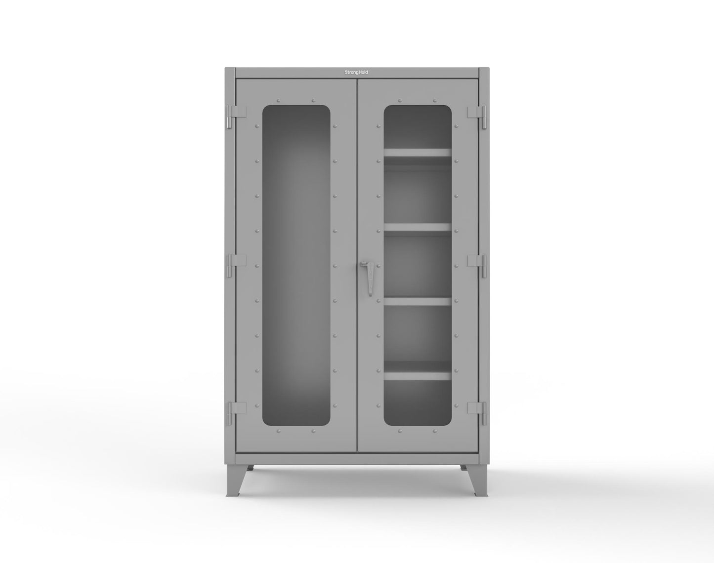 Extreme Duty 12 GA Clear View Janitorial Cabinet with 4 Shelves - 48 In. W x 24 In. D x 78 In. H - 46-LD-BC-244-7037