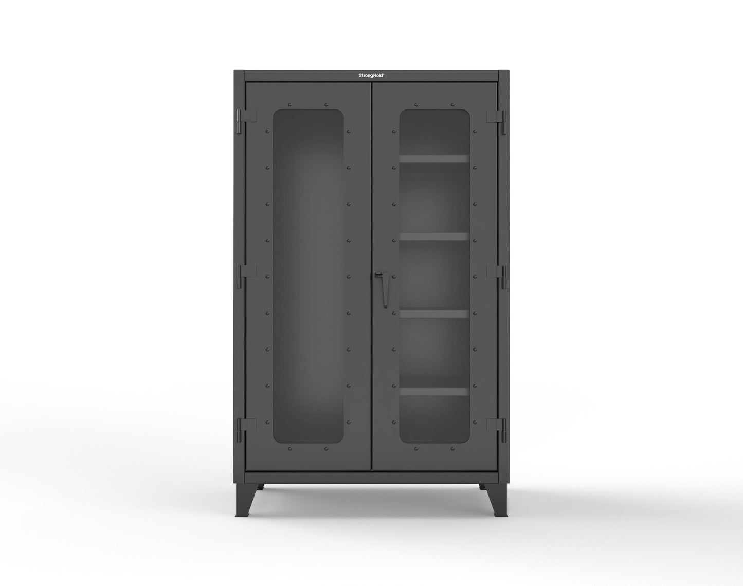 Extreme Duty 12 GA Clear View Janitorial Cabinet with 4 Shelves - 48 In. W x 24 In. D x 78 In. H - 46-LD-BC-244-9005