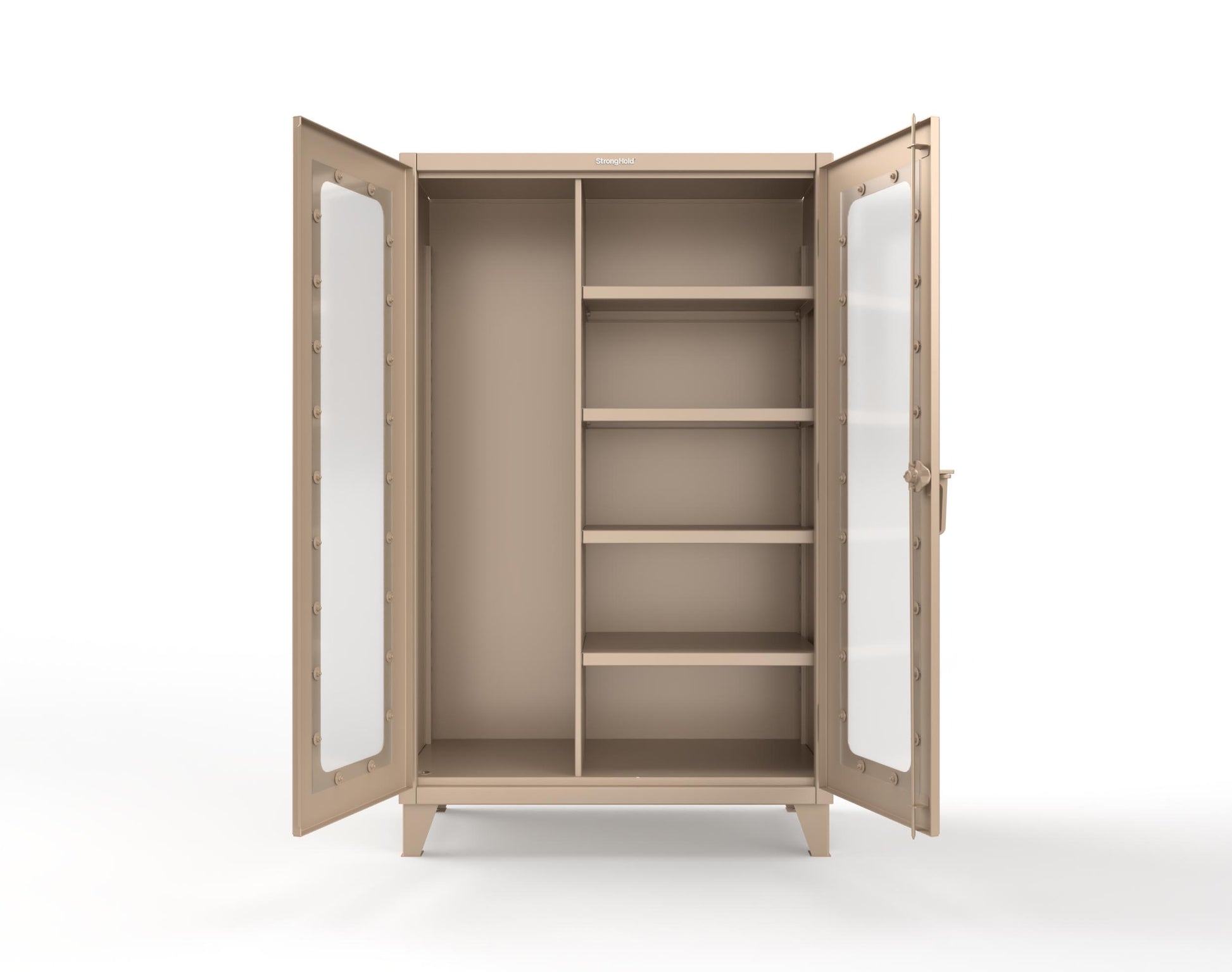 Extreme Duty 12 GA Clear View Janitorial Cabinet with 4 Shelves - 48 In. W x 24 In. D x 78 In. H - 46-LD-BC-244-1019