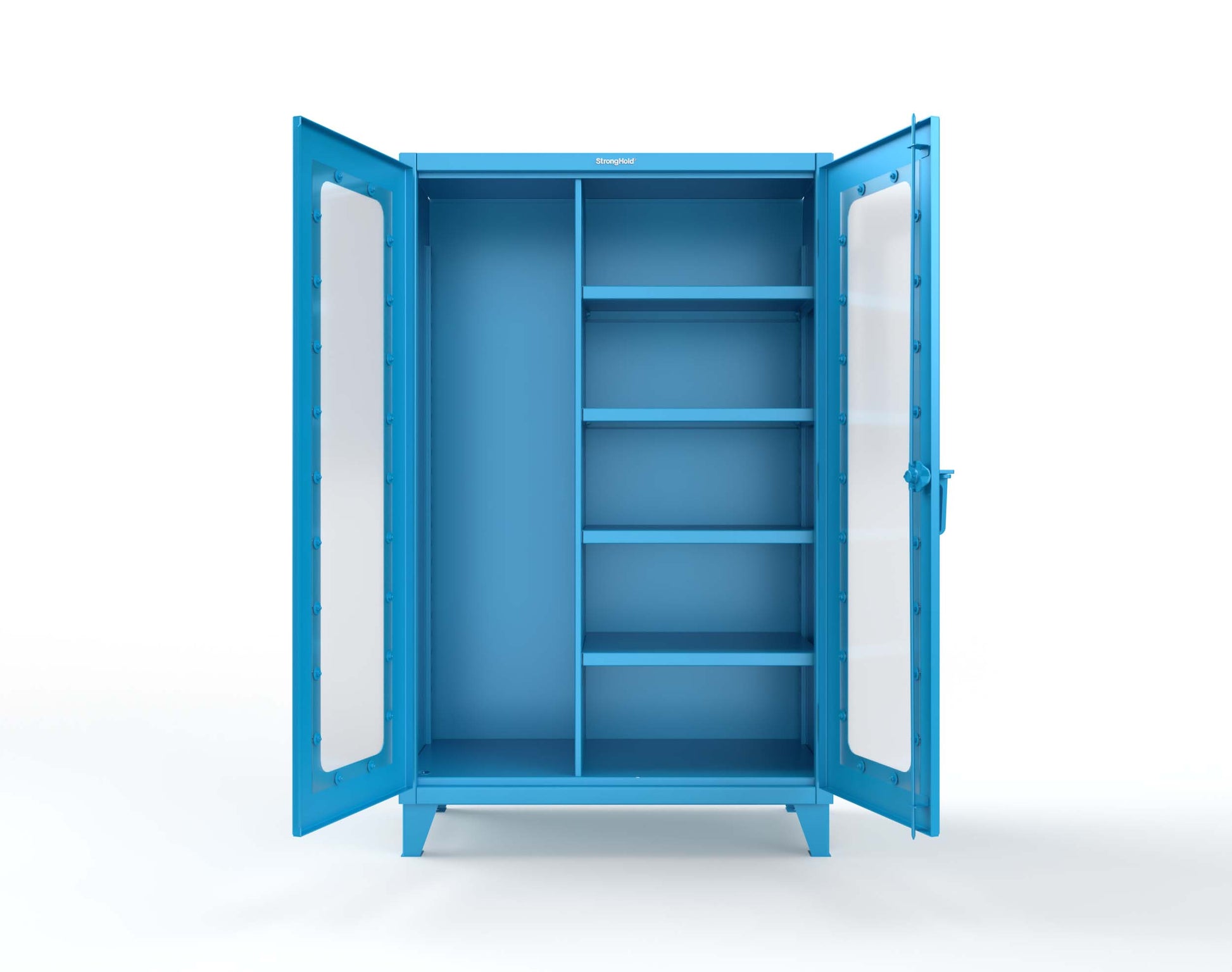 Extreme Duty 12 GA Clear View Janitorial Cabinet with 4 Shelves - 48 In. W x 24 In. D x 78 In. H - 46-LD-BC-244-5012