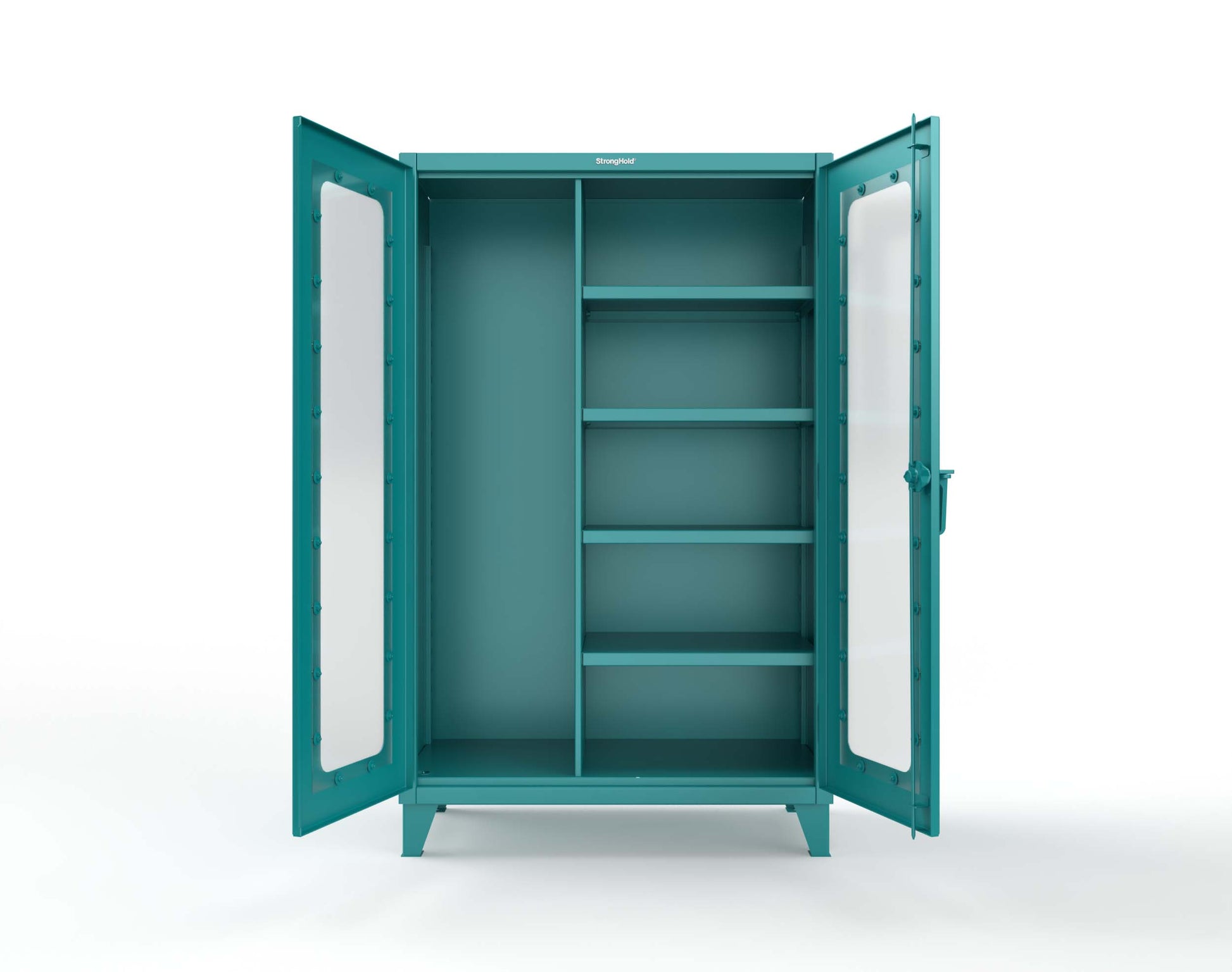 Extreme Duty 12 GA Clear View Janitorial Cabinet with 4 Shelves - 48 In. W x 24 In. D x 78 In. H - 46-LD-BC-244-5021