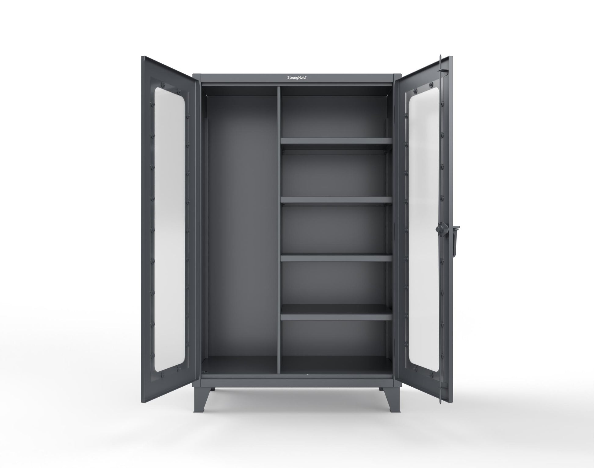 Extreme Duty 12 GA Clear View Janitorial Cabinet with 4 Shelves - 48 In. W x 24 In. D x 78 In. H - 46-LD-BC-244-7024